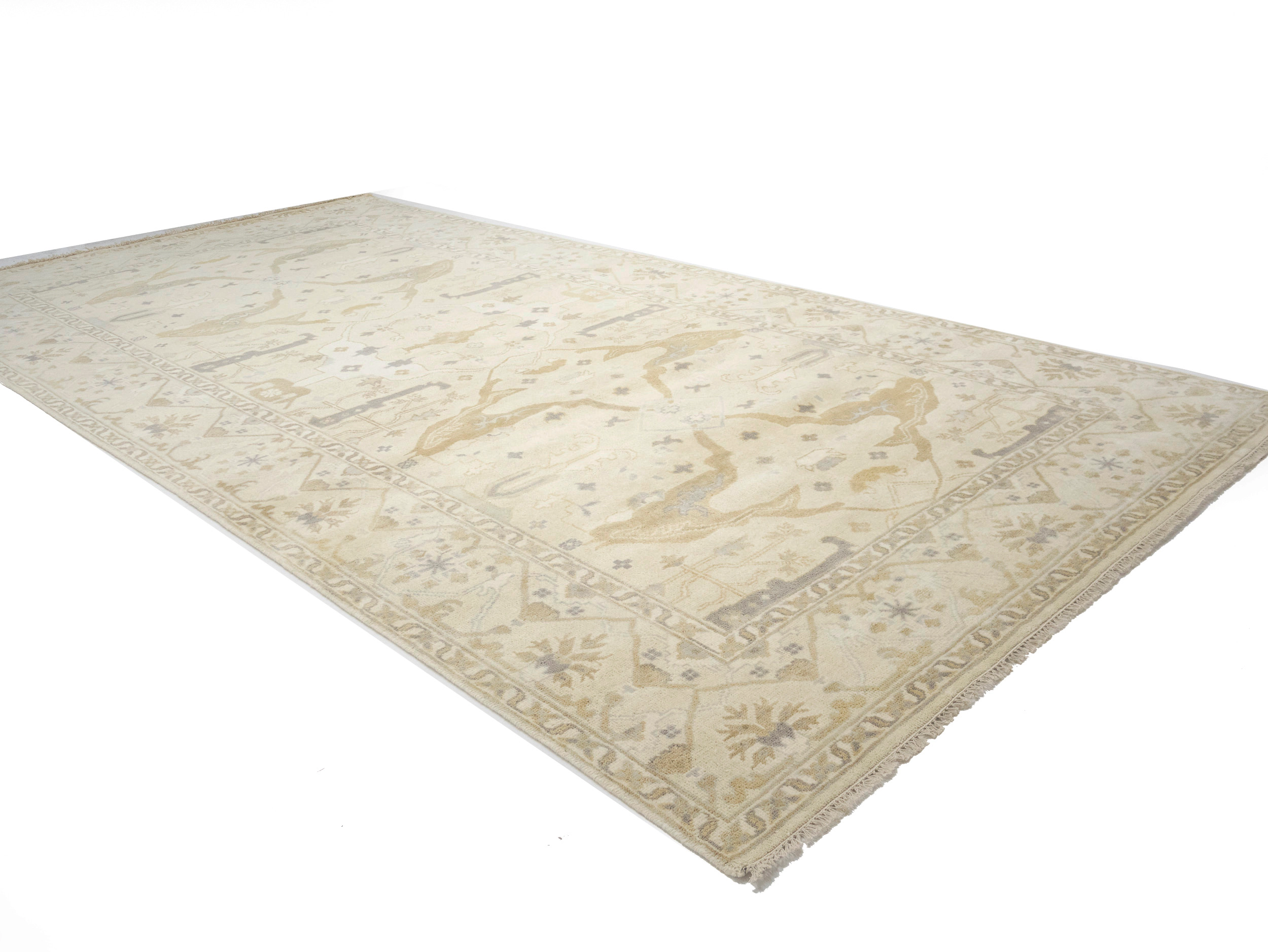 Magic Rugs Beige Floral 9X18 Oushak Oriental Rug