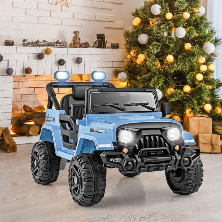 Hivvago 12V Kids Ride on Truck Car with Remote Control Threaded Wheels and 3 Speeds-Navy