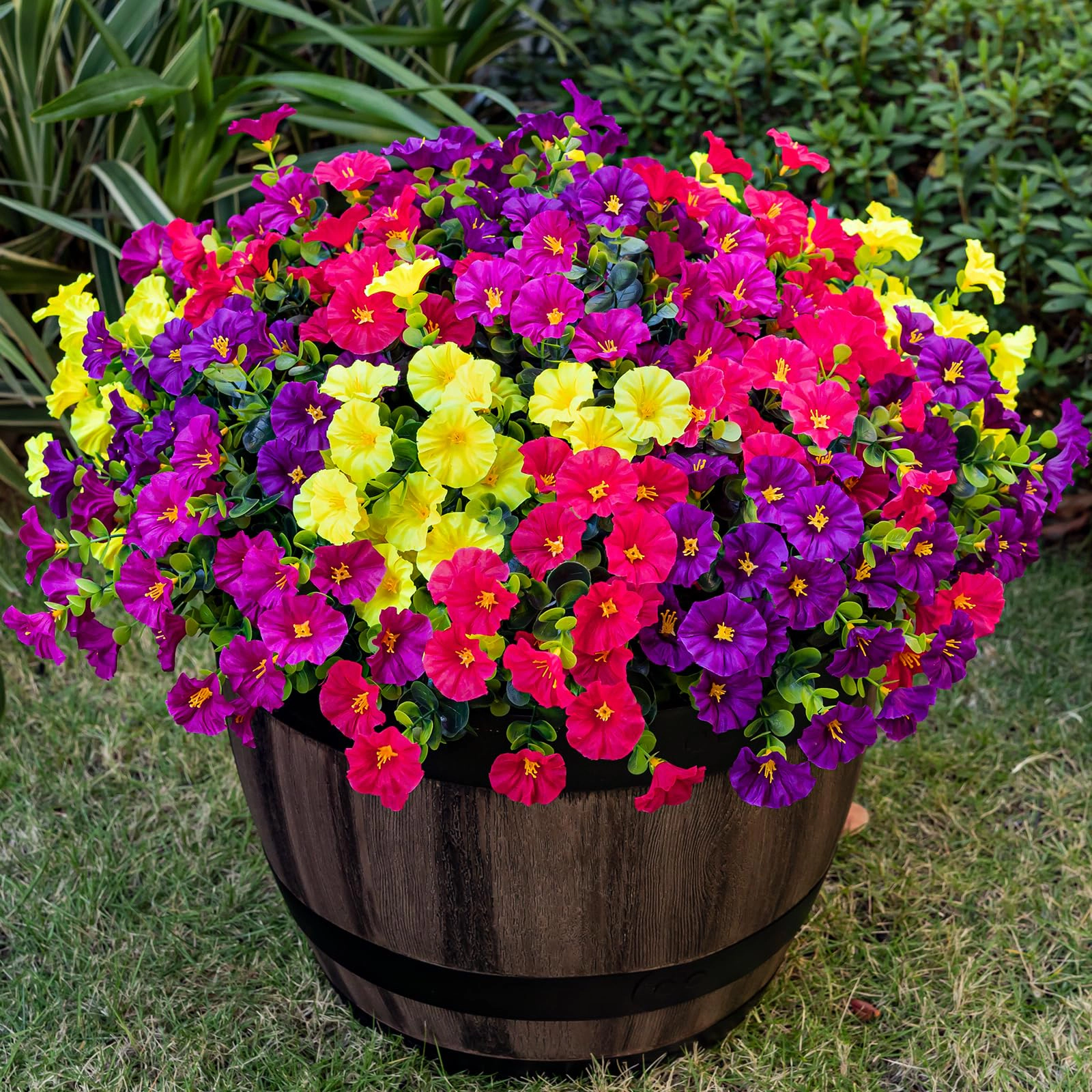 PUPWE Artificial Fall Flowers For Outdoor 16 Morning Glory  Orange