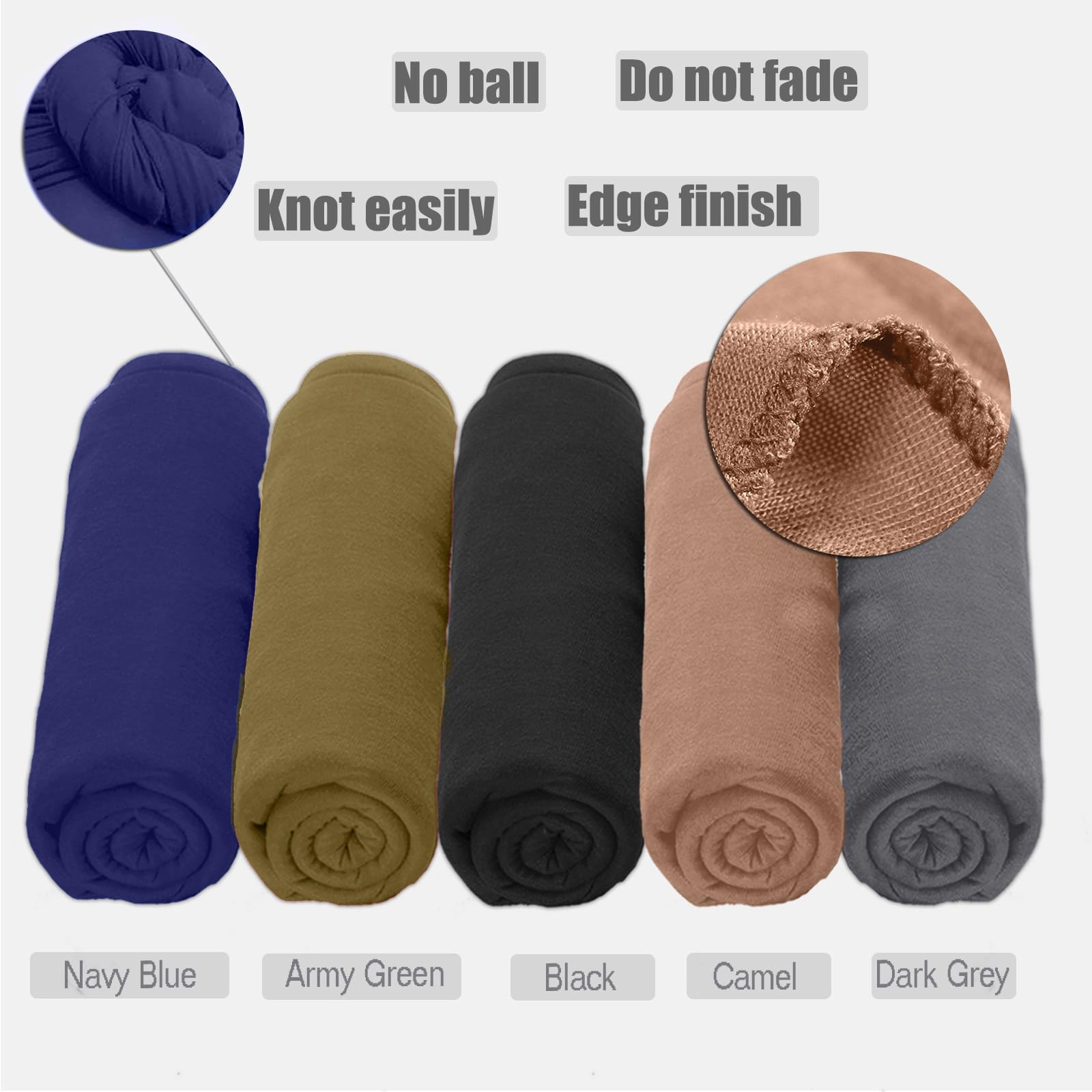5 Pcs Stretch Jersey Turban Headband for Women, Soft Breathable Lightweight Tie Head Wraps, Suitable for Black Women