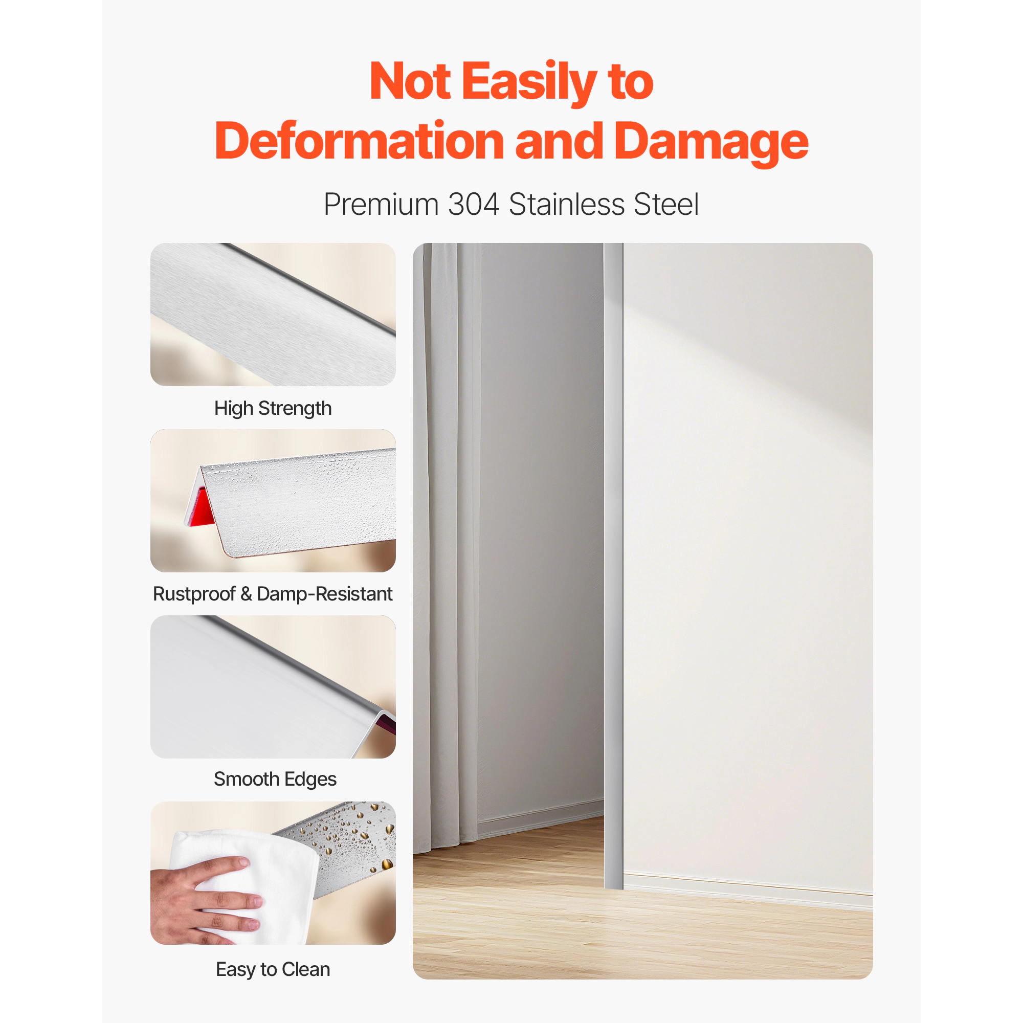 HONGGE 304 Stainless Steel Wall Corner Protectors, 2 x 2 x 48 Inch