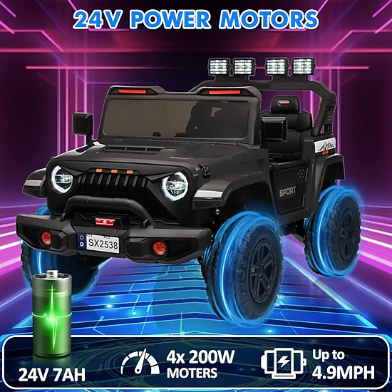 Enjyam 24V 2-Seater Kids Ride On Truck, Electric Car with 4WD 800W Motor,Parent Remote Control,3 Speeds&Music Player