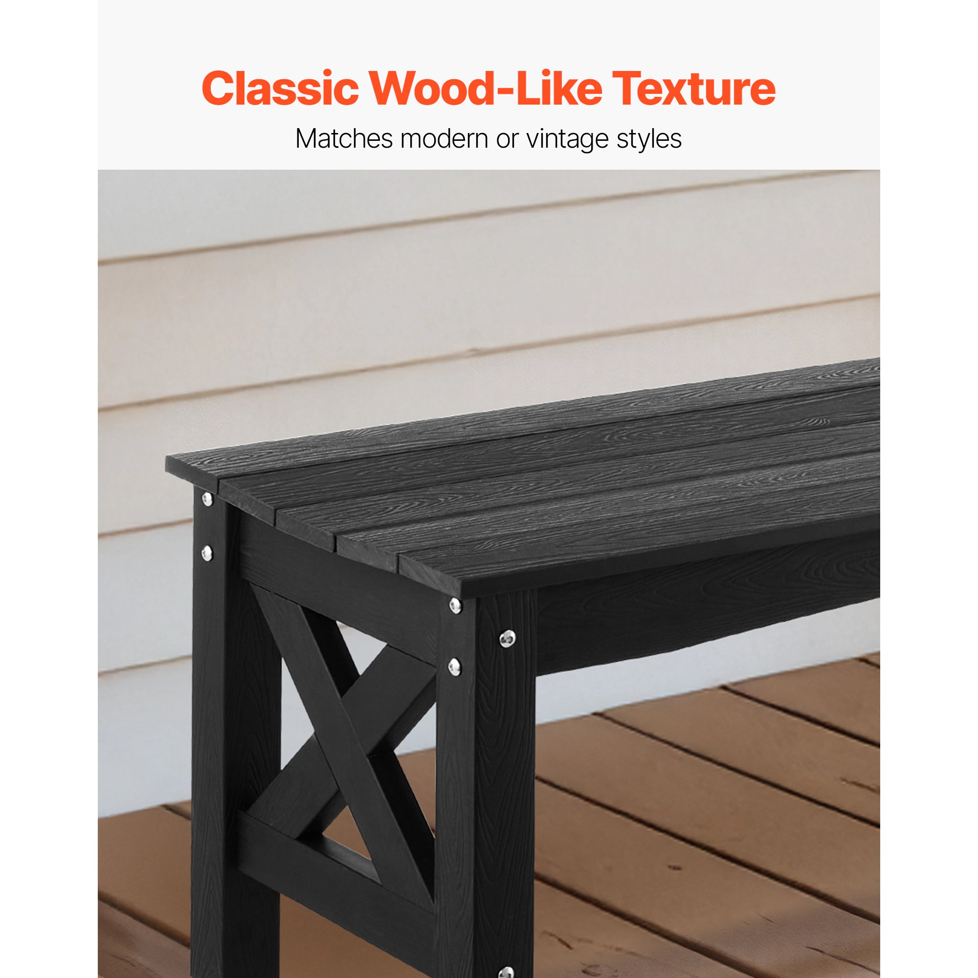 HONGGE Weatherproof Outdoor Bench Frame for Patio, Garden, Park, Yard, or Front Porch