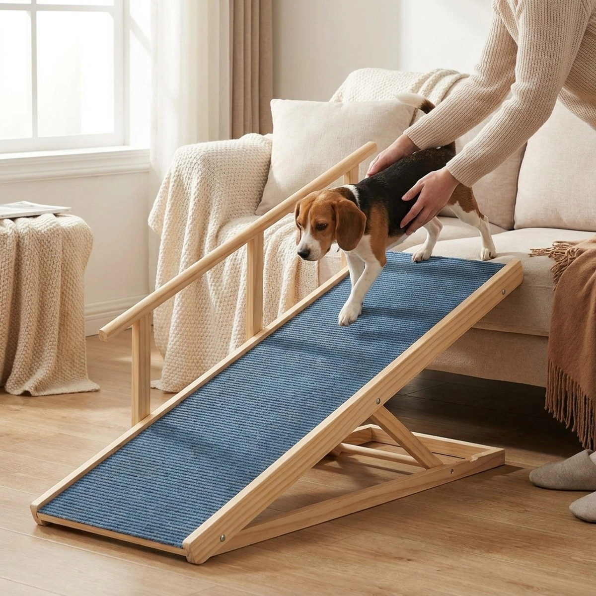 212 Main Paw Hut Adjustable Height Dog Ramp with Non-Slip Mat for All Dogs