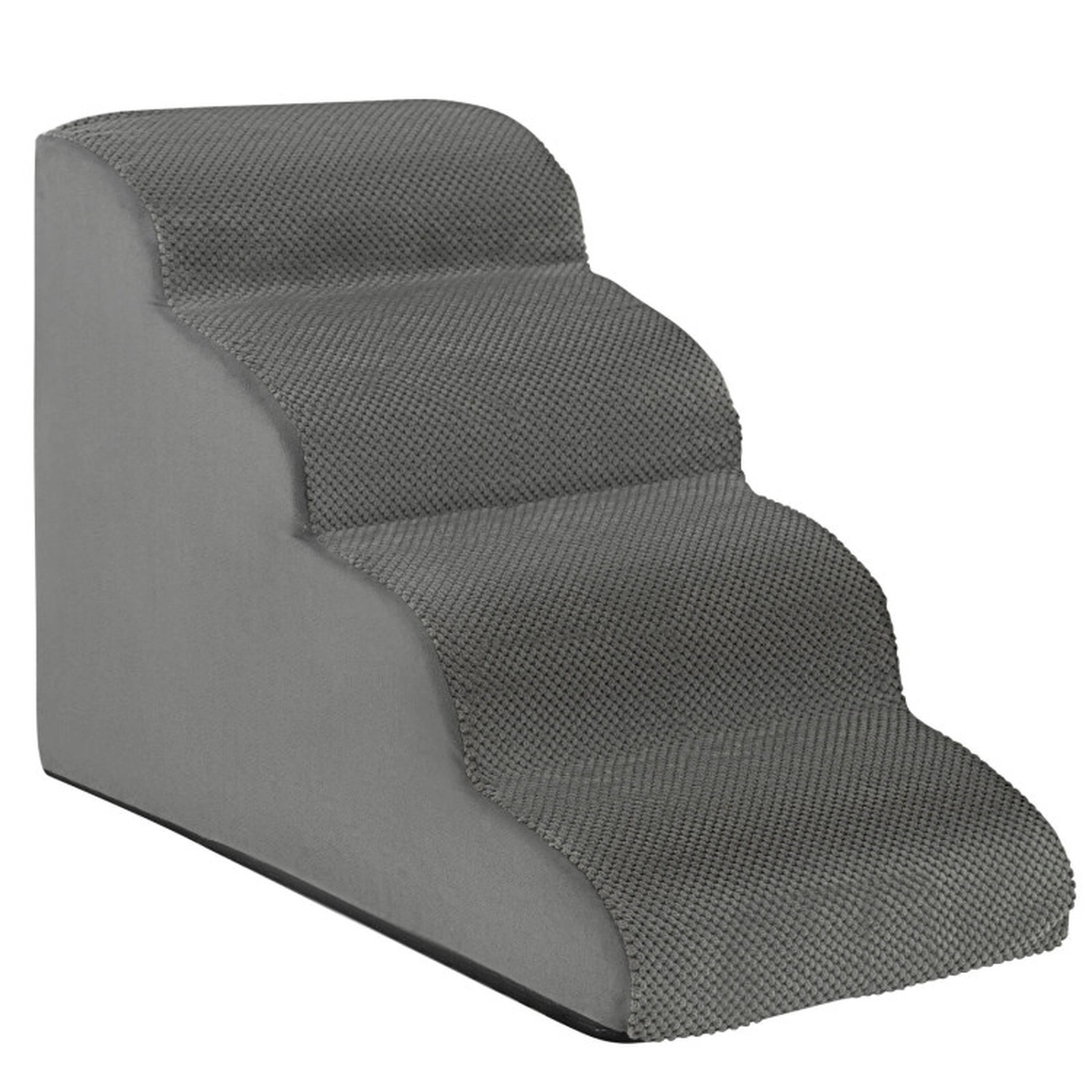 SUGIFT 28.5 x 20-in 132-lb Capacity Gray 4-Tier Foam Non-Slip Dog Steps Pet Stairs with Washable Zippered Cover