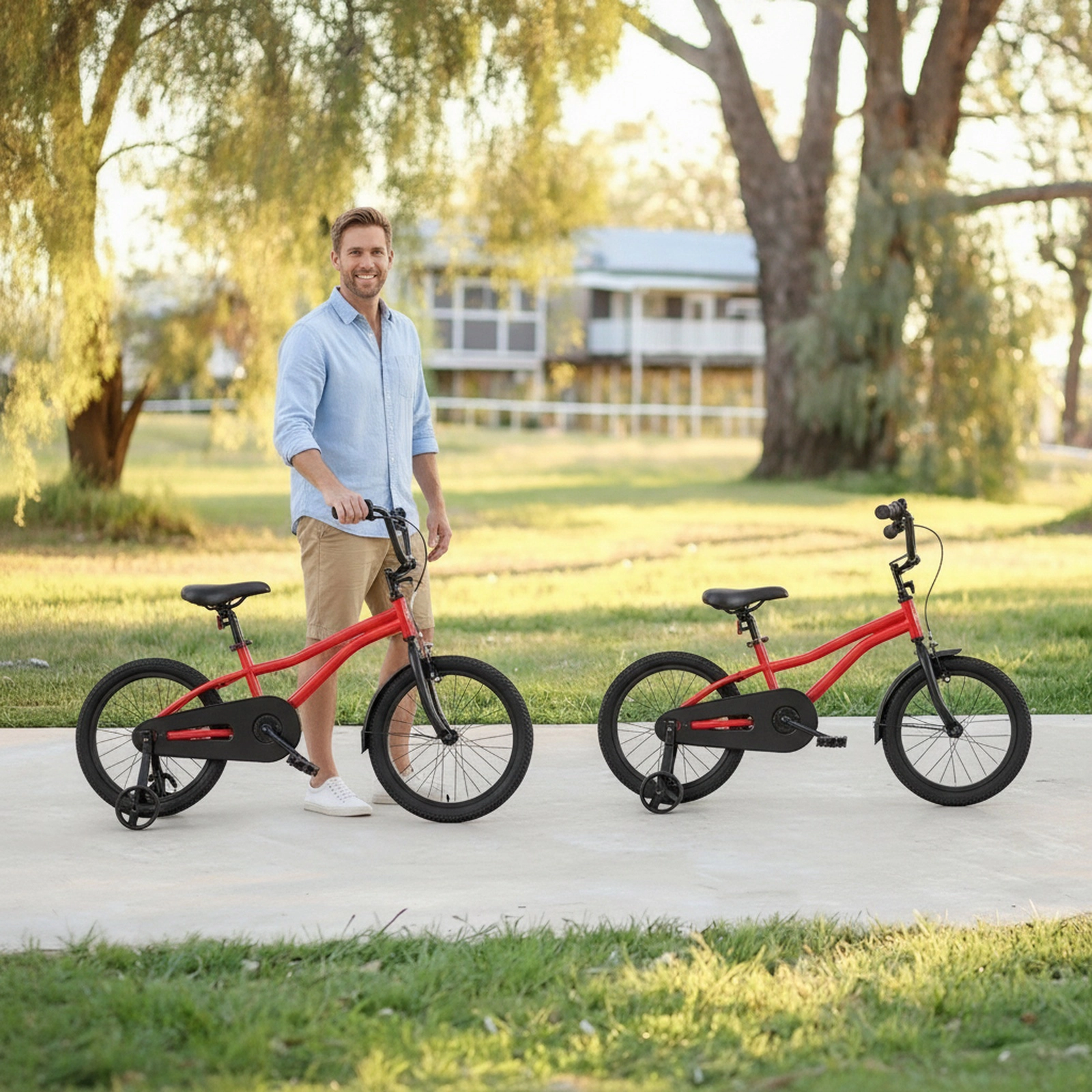 16-in Kids Bike with Detachable Training Wheels Non-Slip Pedals Reflectors and Bell for Ages 4-7 Adjustable Kids Bicycle