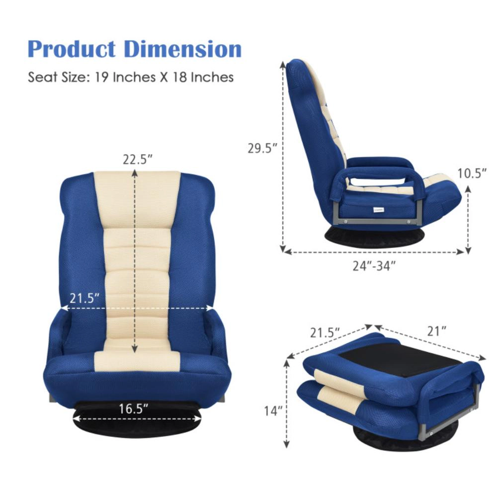 Hivvago 360-Degree Swivel Gaming Floor Chair With Foldable Adjustable Backrest