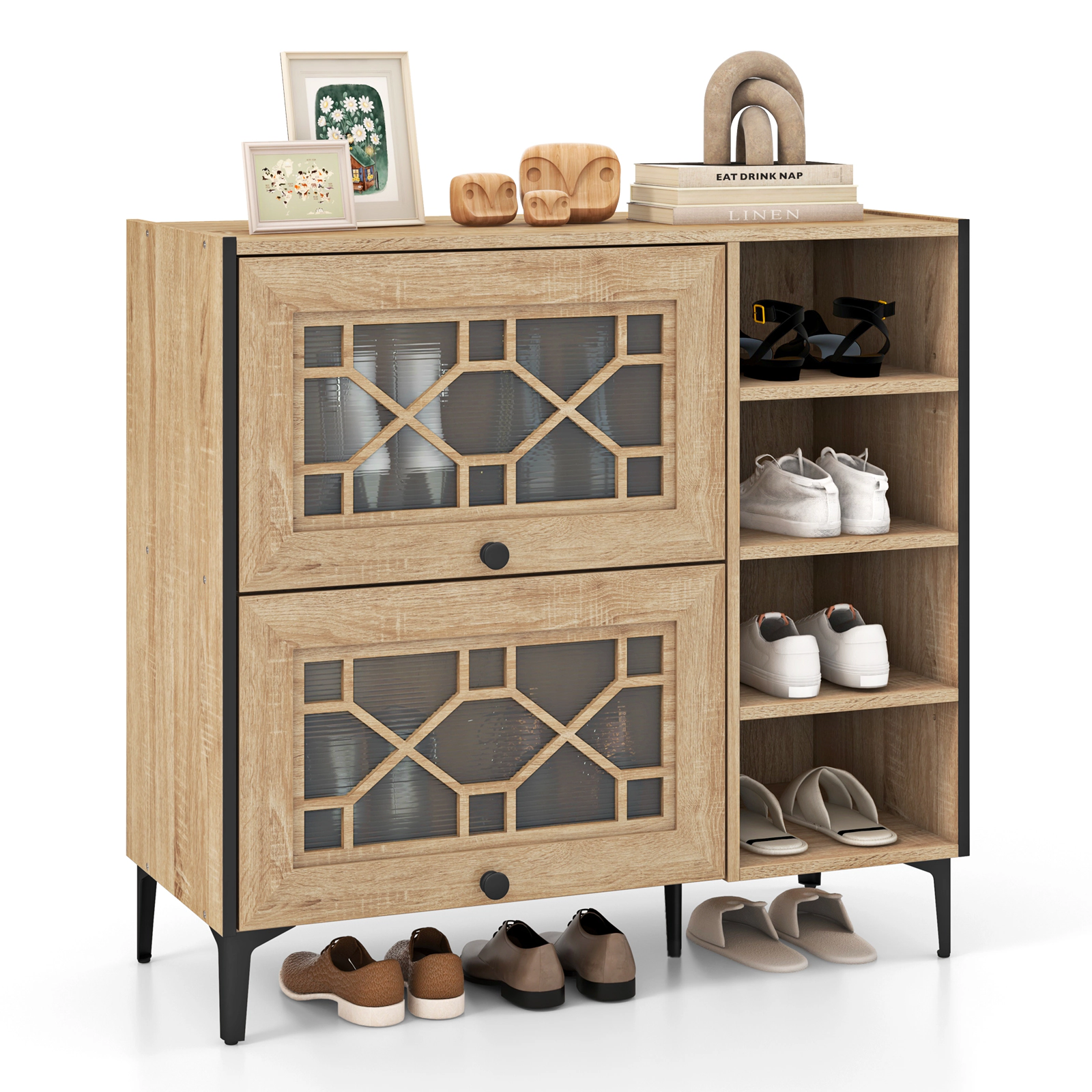 SlickBlue Shoe Storage Cabinet with Adjustable Shelves and 2 Doors