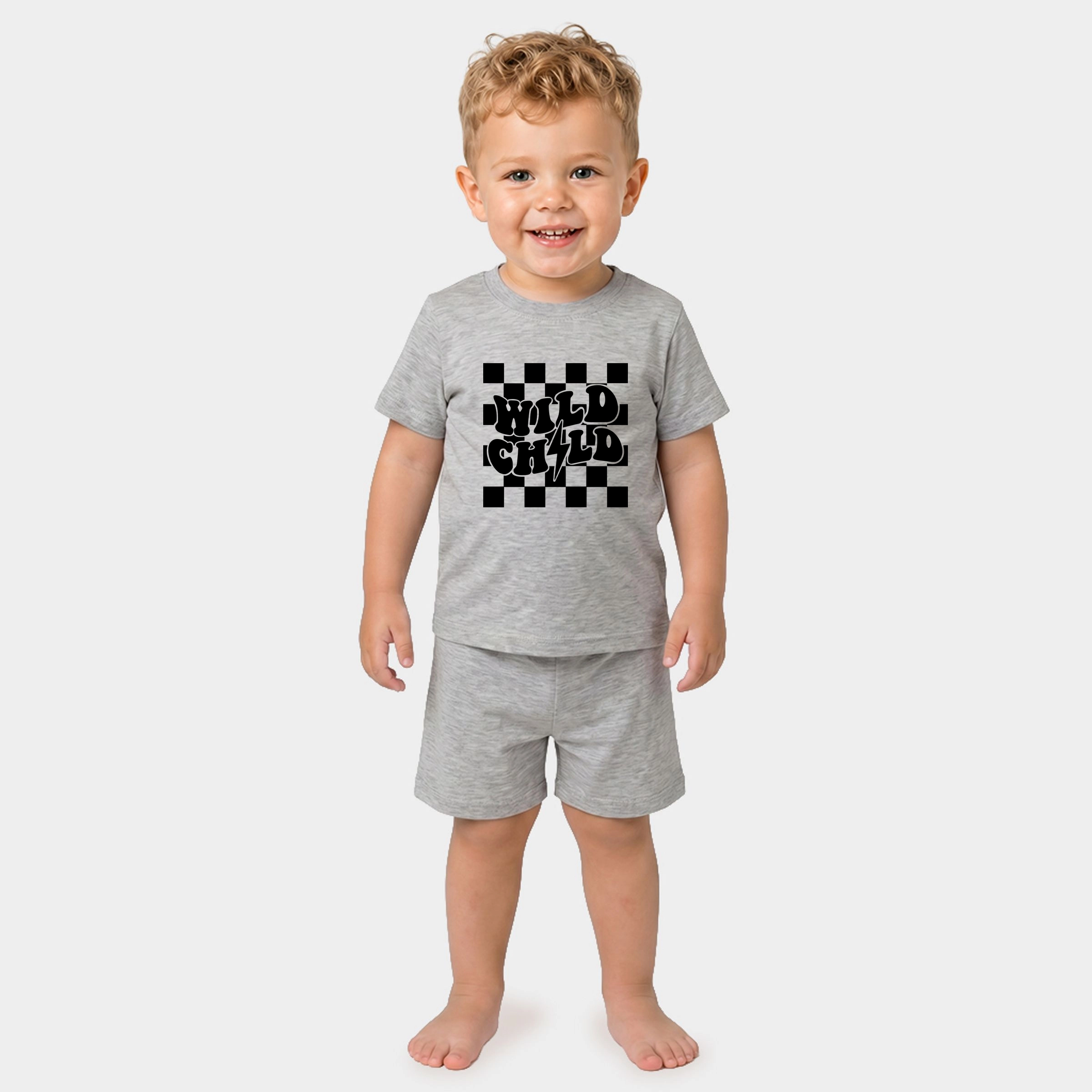 The Juniper Shop - Toddler Crew Shorts Set Wild Child Lightning Bolt