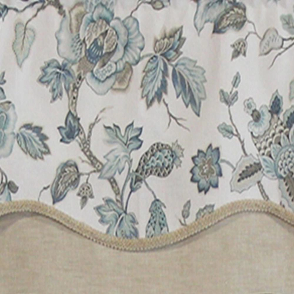 RLF Home Gianna Glory Valance Spa. 3" Rod Pocket, Layered, Trimmed. 50"W X 16"L