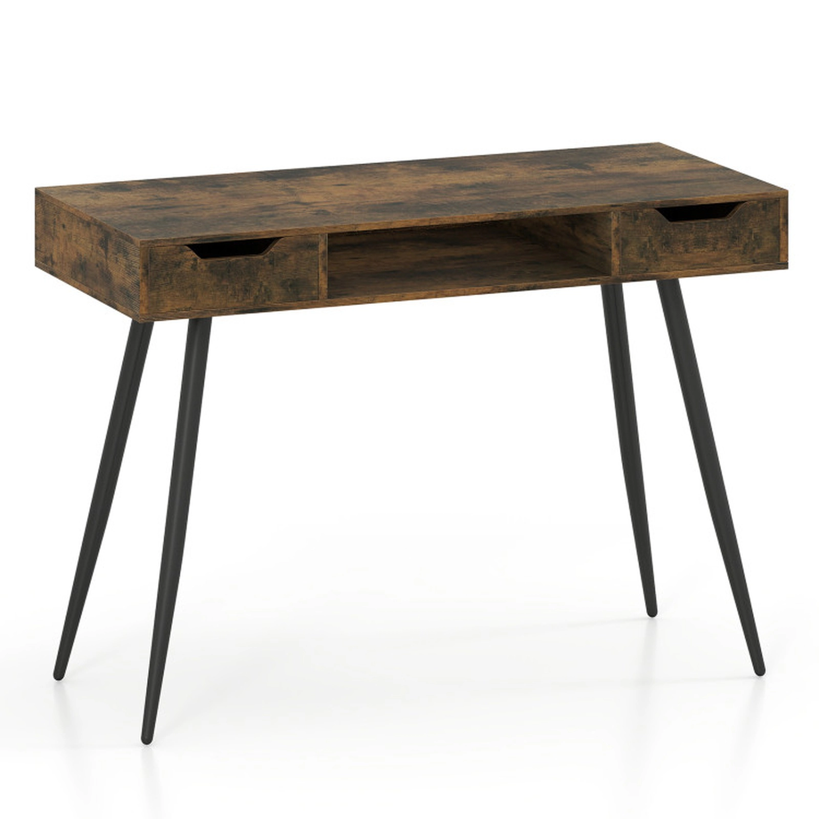 SUGIFT 42.5-Inch Rustic Brown Mid-Century Modern Writing Desk with 2 Drawers