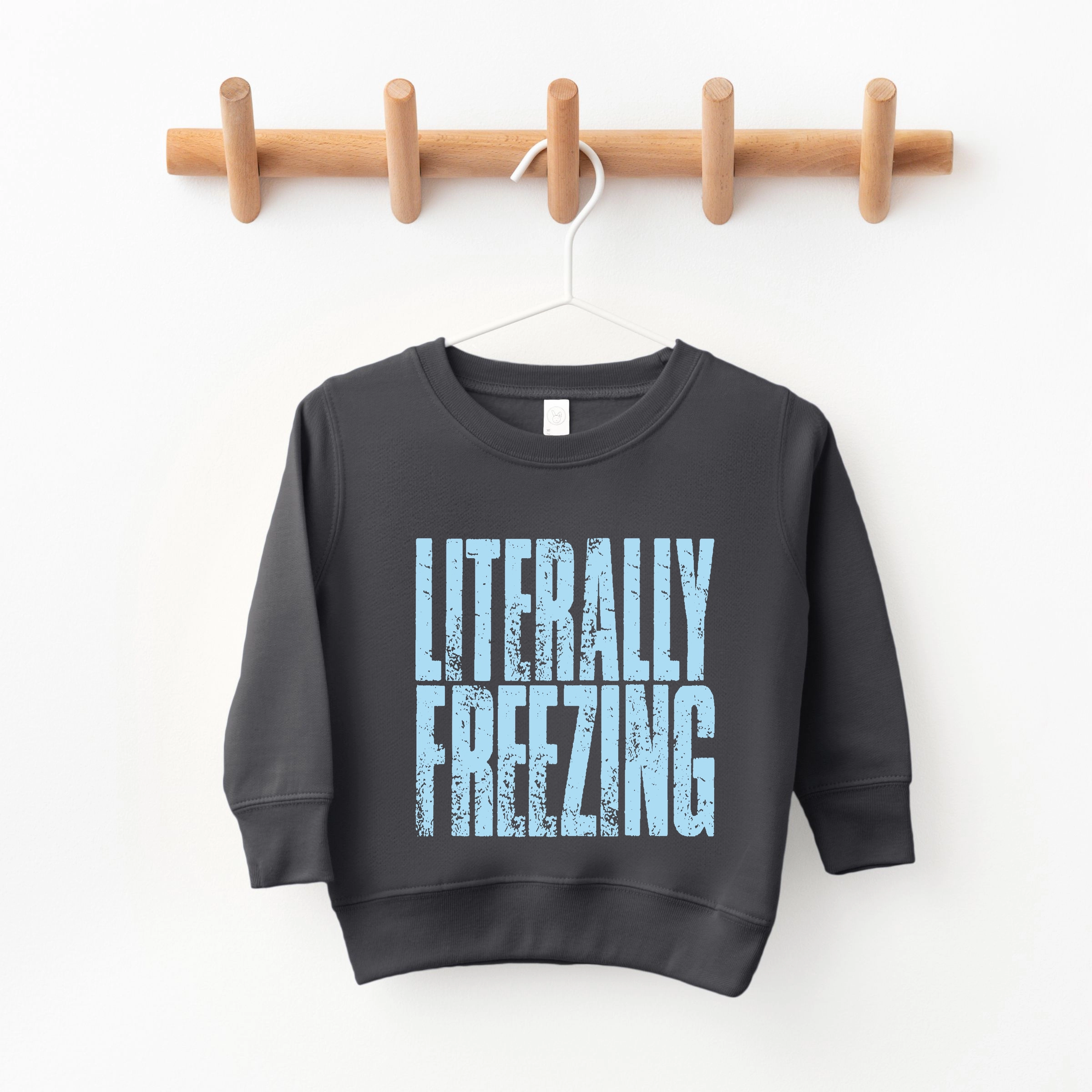 The Juniper Shop - Toddler Graphic Sweatshirt Literally Freezing Block Distressed