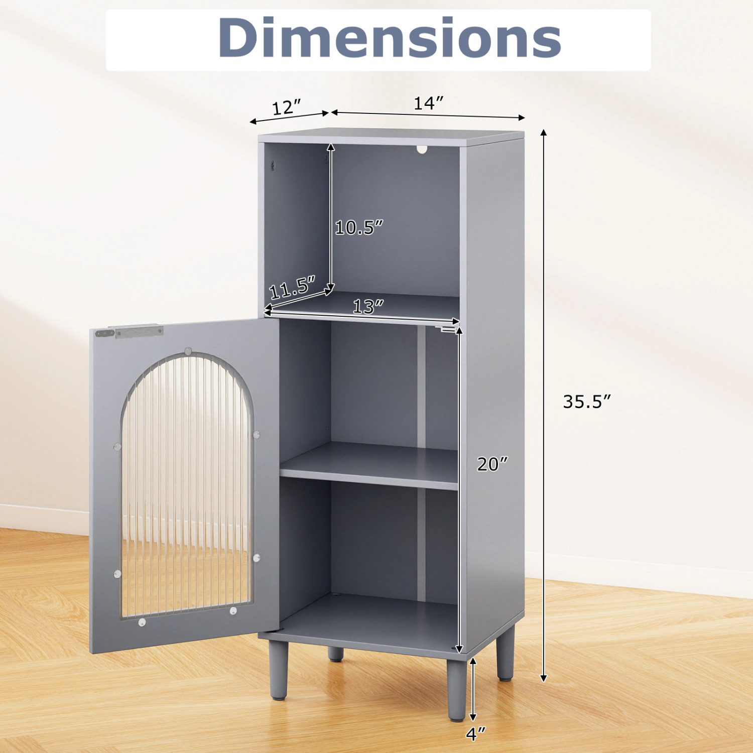 SlickBlue Bathroom Storage Cabinet with Glass Door and Shelf