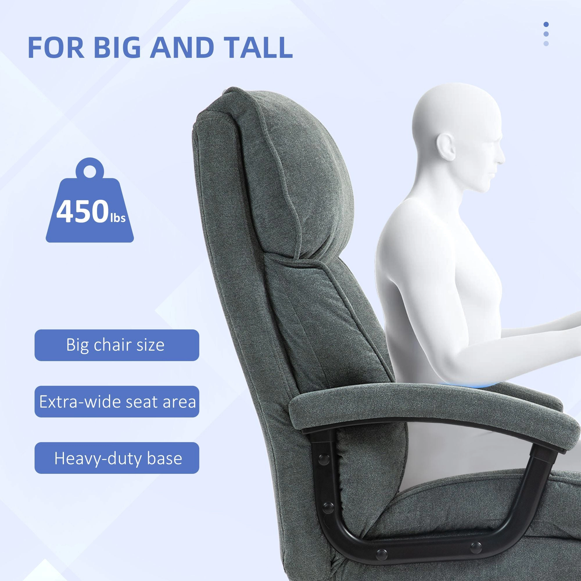 Platinum-Level Office Chairs Big and Tall Office Chair, 450 Lb Capacity, Gray Velvet