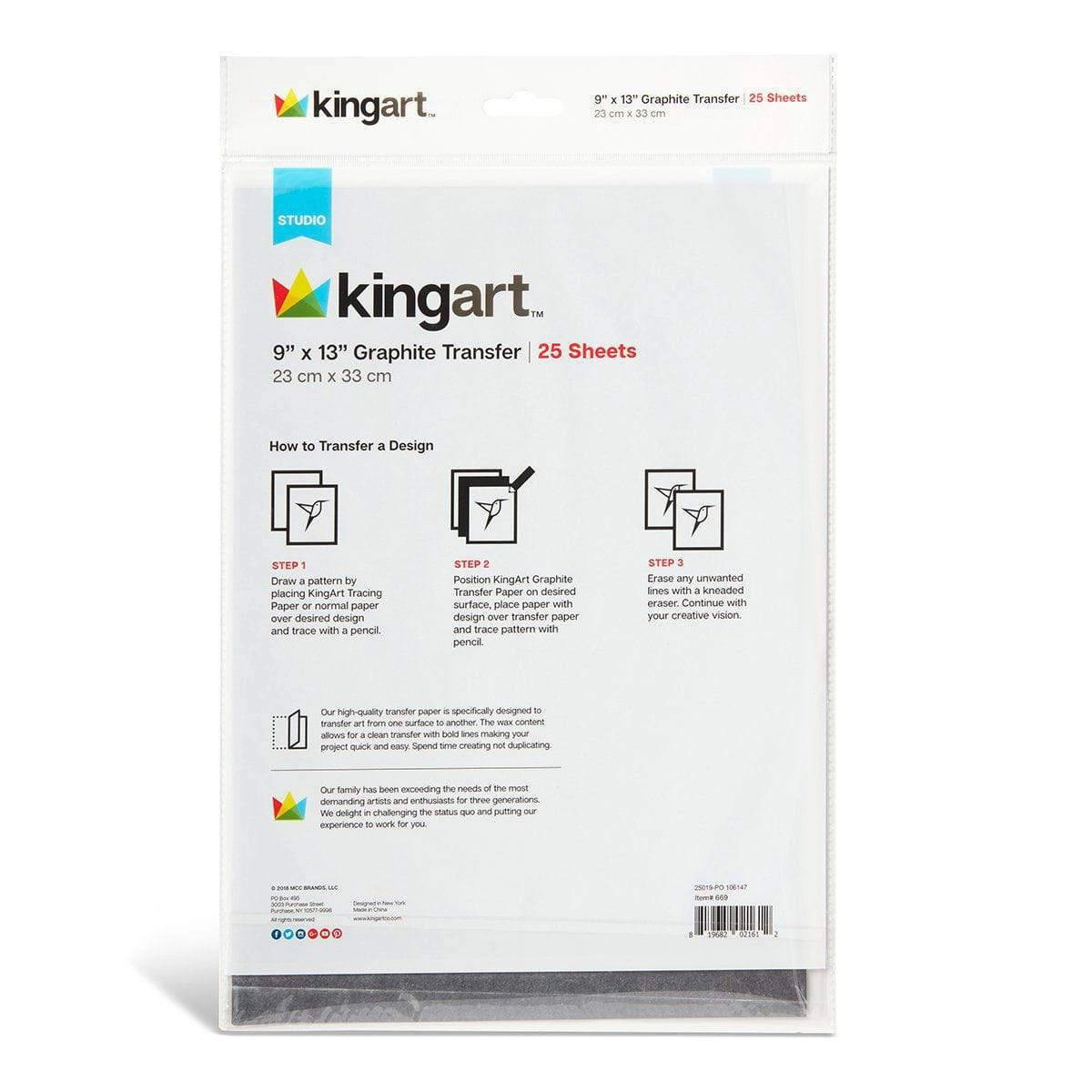 KINGART Graphite Transfer Paper 9" x 13" - 2 Pack (50 Sheets)