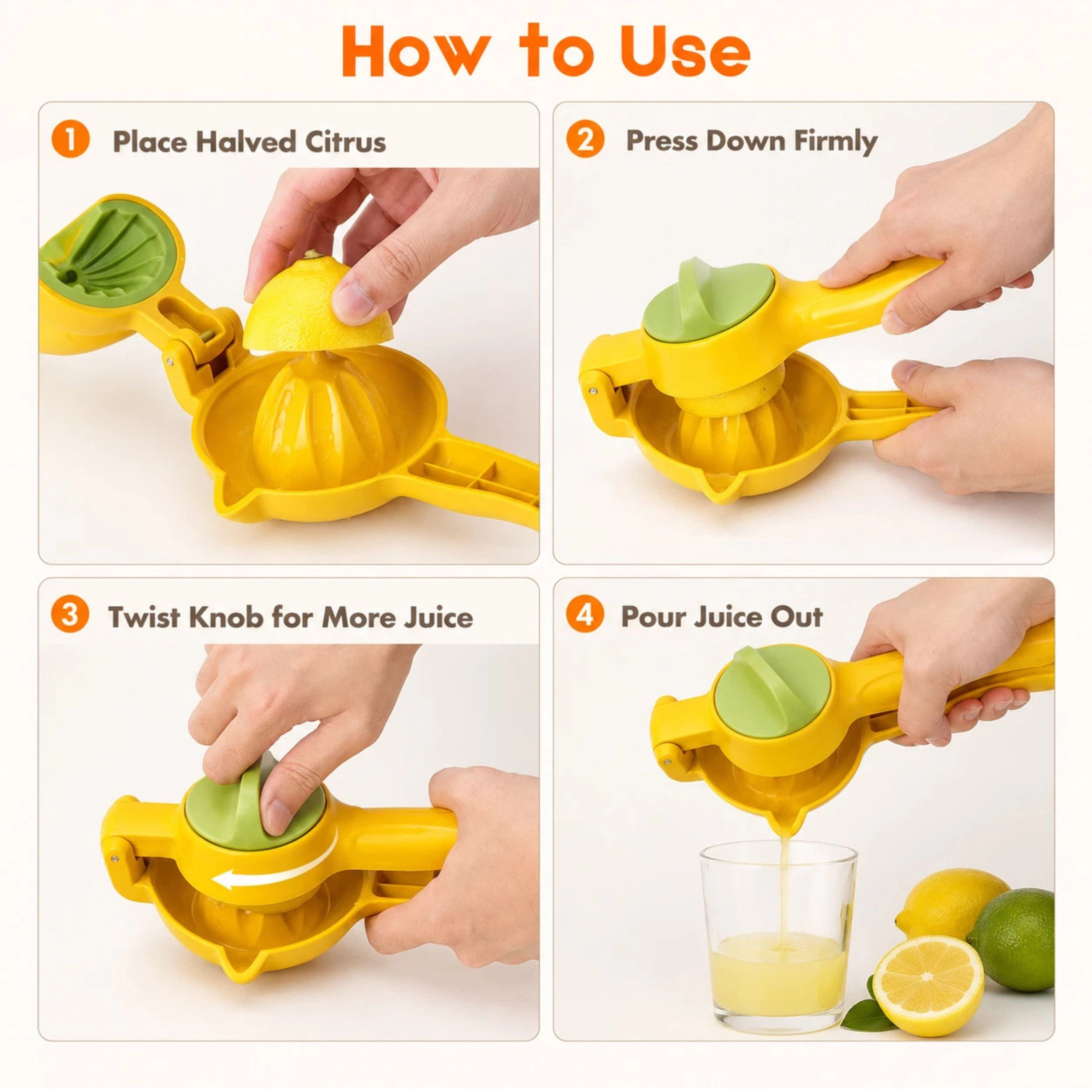 Home Collection Manual Lemon Lime Squeezer Citrus Juicer Press with Reamer