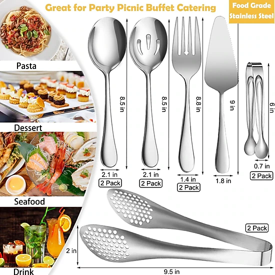 Stock Preferred Pack of 11 Stainless Steel Serving Utensil Set for Buffet and Parties
