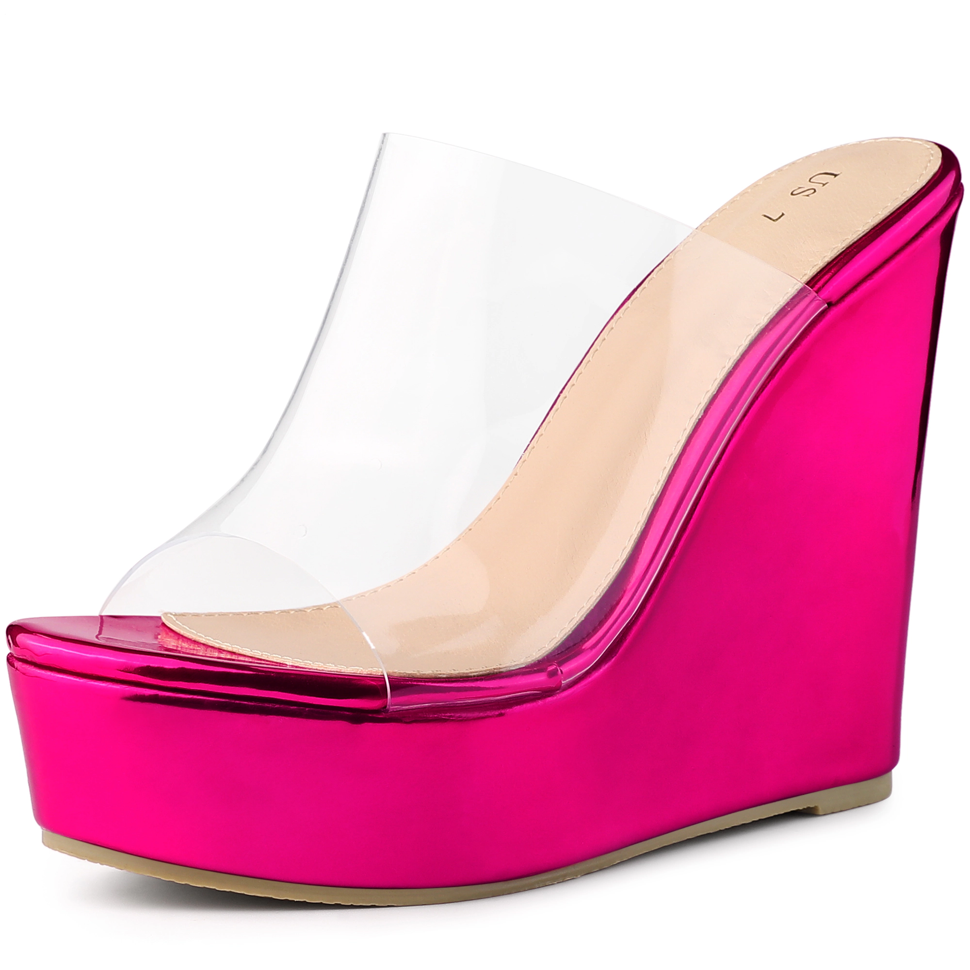 BLISSFUL STEP Women's Platform Heel Clear Wedges Sandals