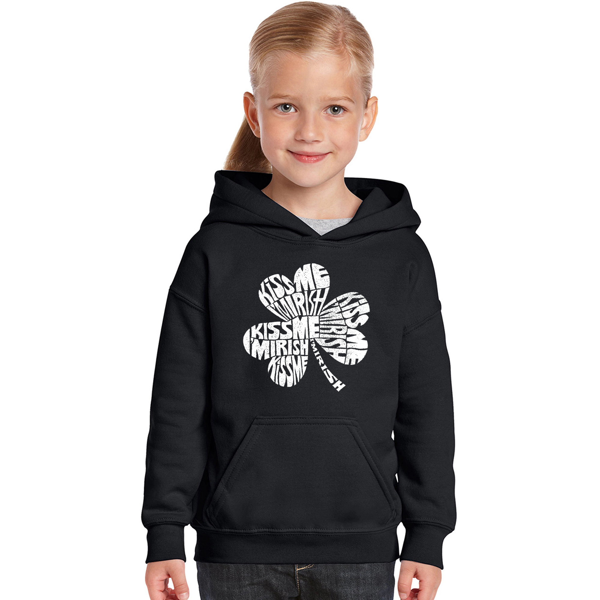 LA Pop Art Girls Word Hoodie - Kiss Me I'M Irish