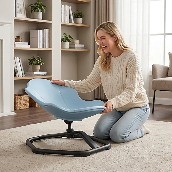 SUGIFT Kids’ Blue Elephant Swivel Chair, Quiet Spinning Seat with Non-Slip Metal Base