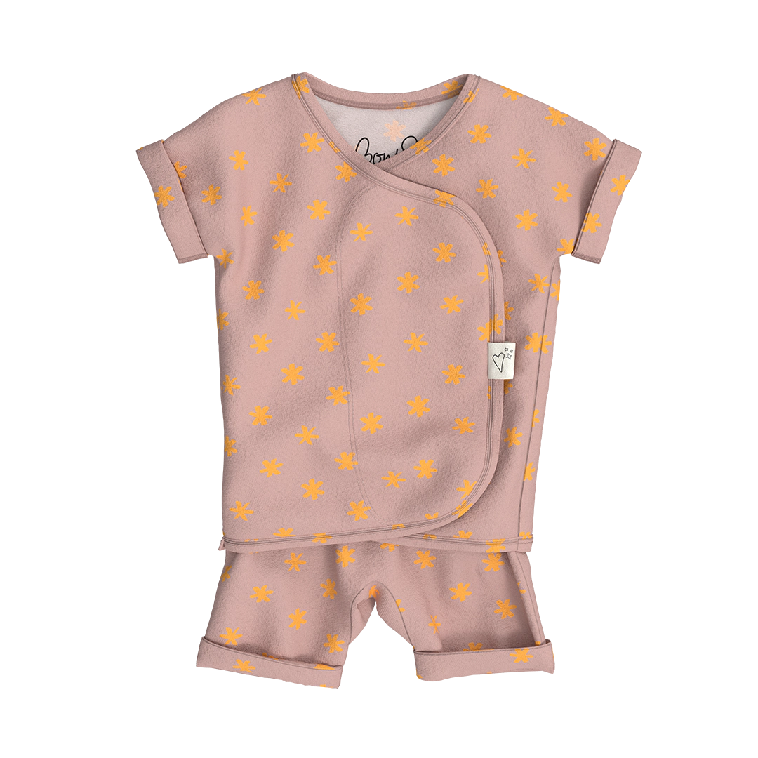 Bonsie Skin to Babywear Romper - Galaxy Gleam, Pink Wrap-Style Newborn One-Piece