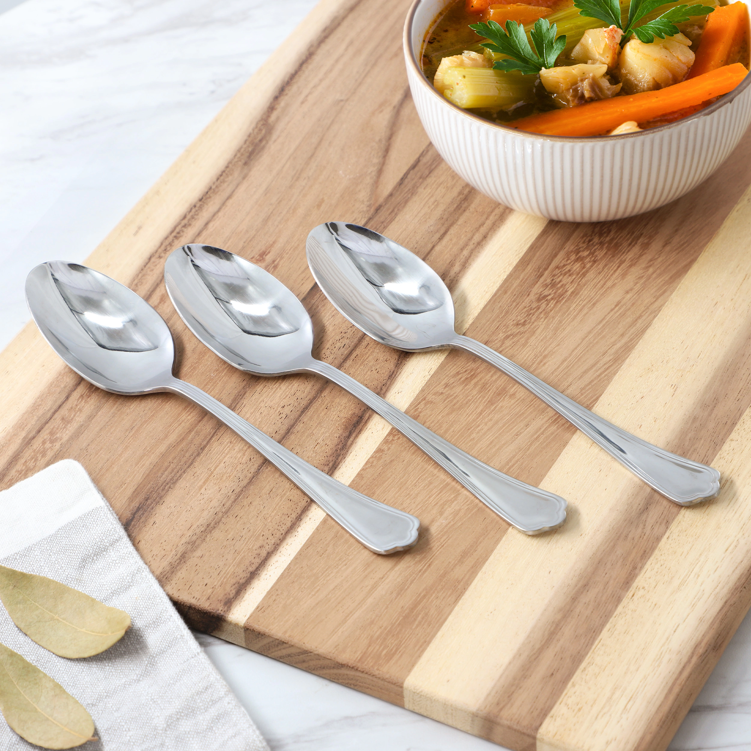 Gibson Home Hillside Daisies 10 Piece Stainless Steel Dinner Spoon Set