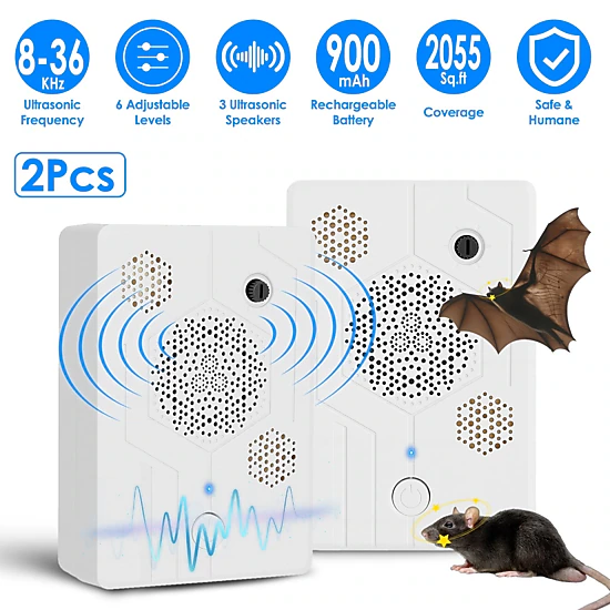 GBruno 2-Pc Rechargeable Ultrasonic Pest Repellent