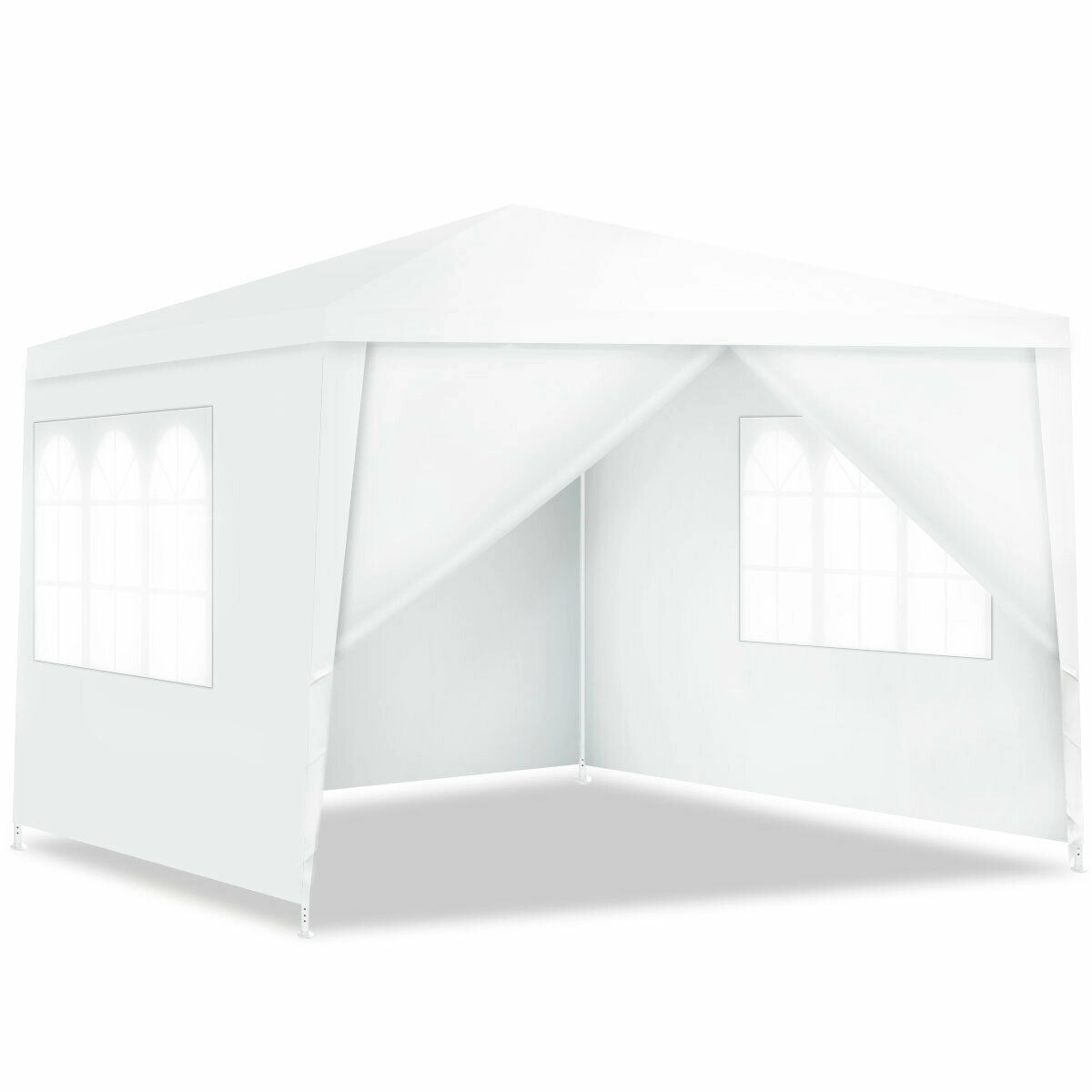 SUGIFT White Outdoor Party Canopy Tent with 4 Removable Sidewalls and Steel Frame 10-ft W 10-ft D 8.5-ft H