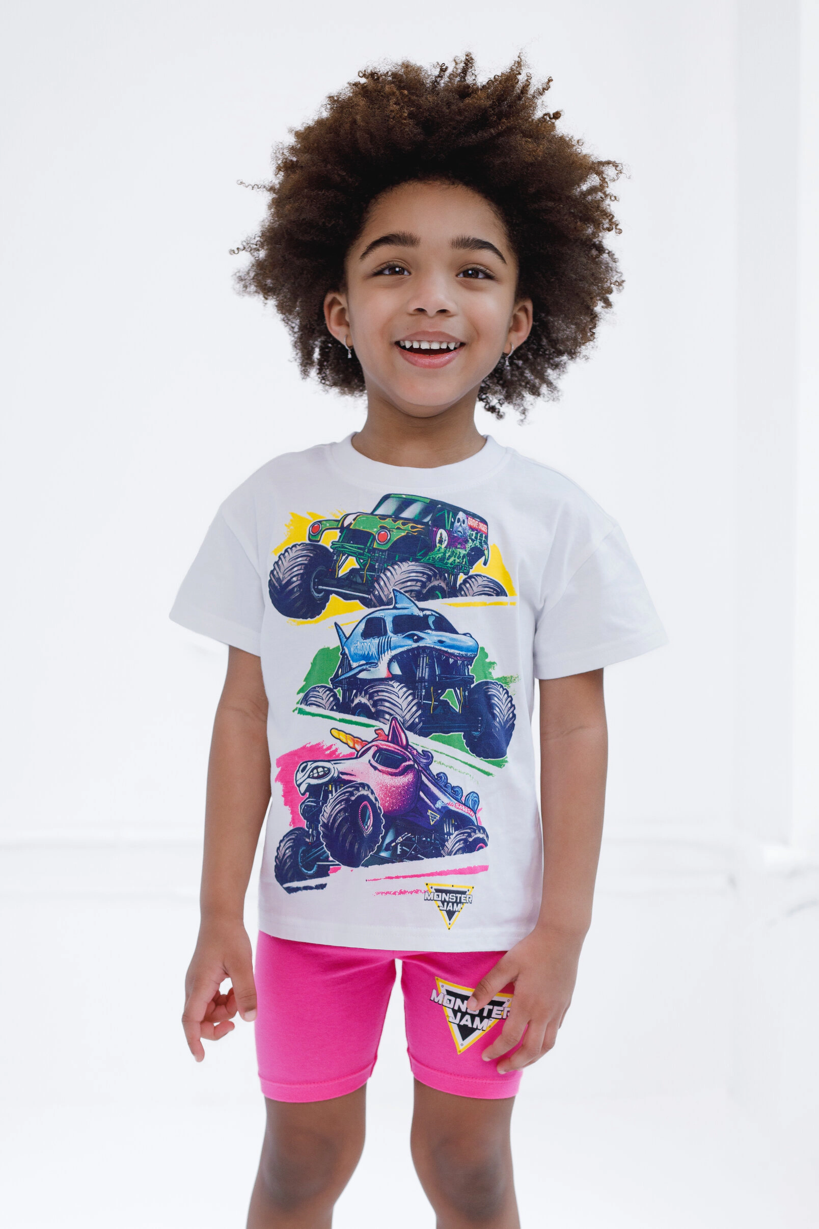Monster Jam Girls' 2-Piece T-Shirt and Bike Shorts Set