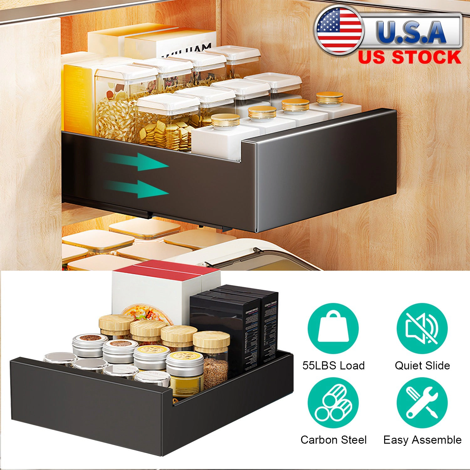 GBruno Carbon Steel Pull-Out Cabinet Organizer