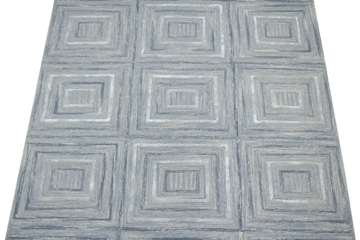 Magic Rugs 5'0 X 8'0 Gray Hand-Tufted Geometric Modern Wool Rug