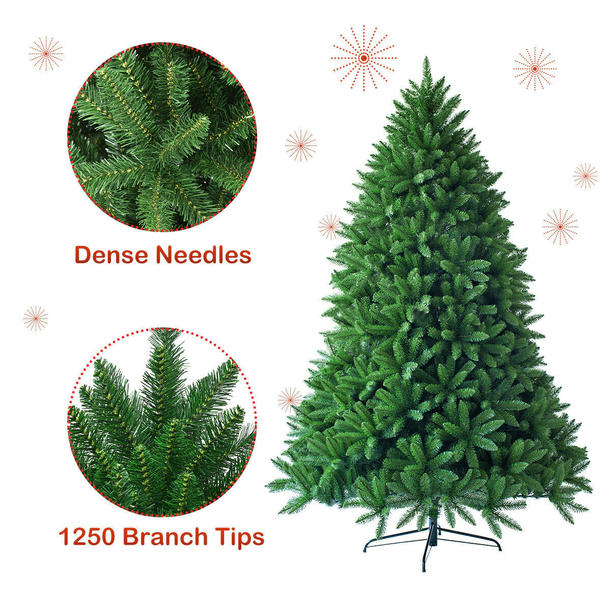 Glintex 6-Ft Unlit Christmas Tree with 1250 Branch Tips and Foldable Base, Green
