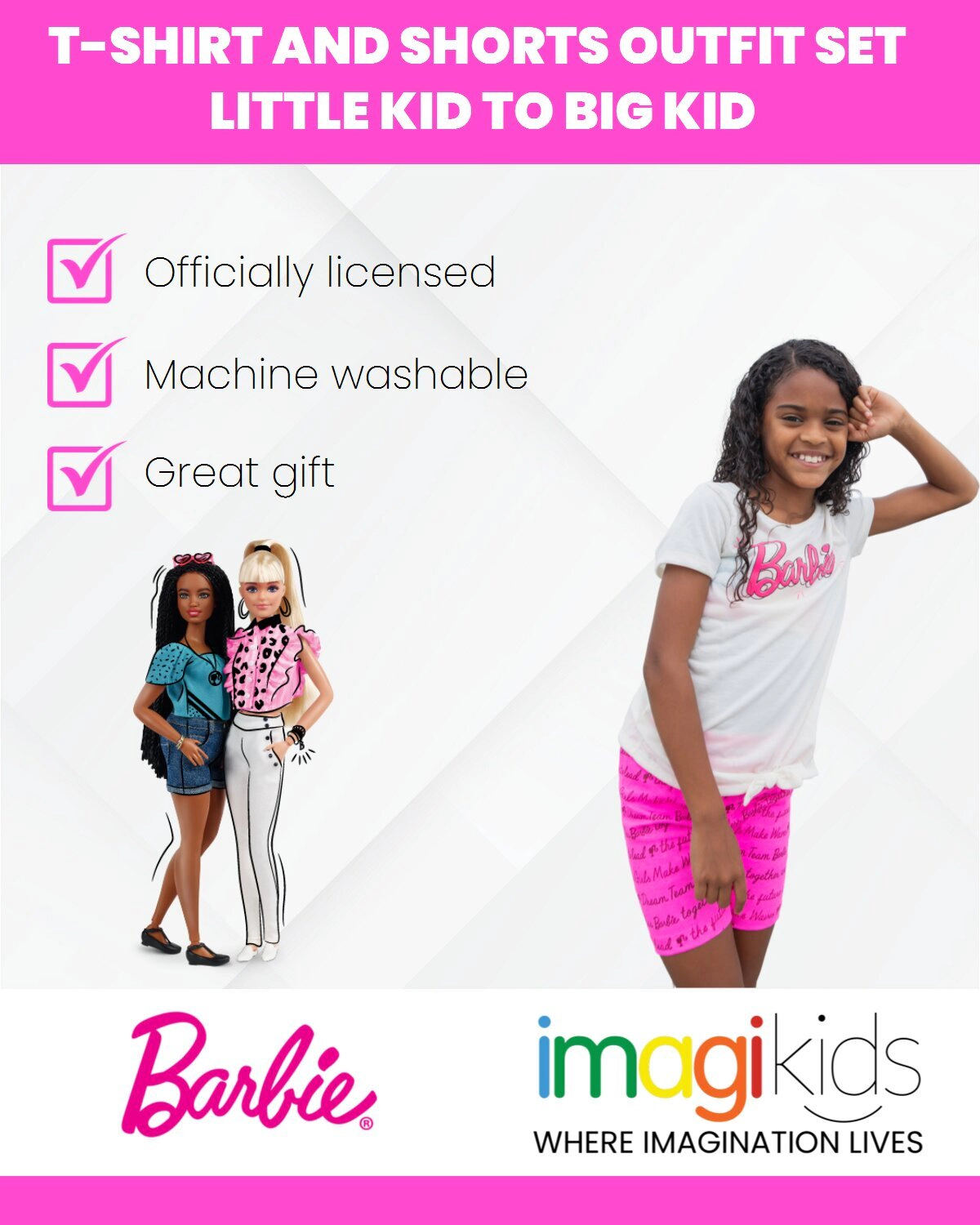 Barbie Girls' 2-Piece Tee and Bike Shorts Set