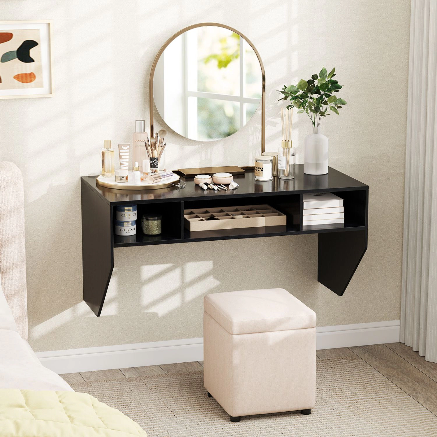 SlickBlue Wall Mounted Writing Desk with Storage Shelves