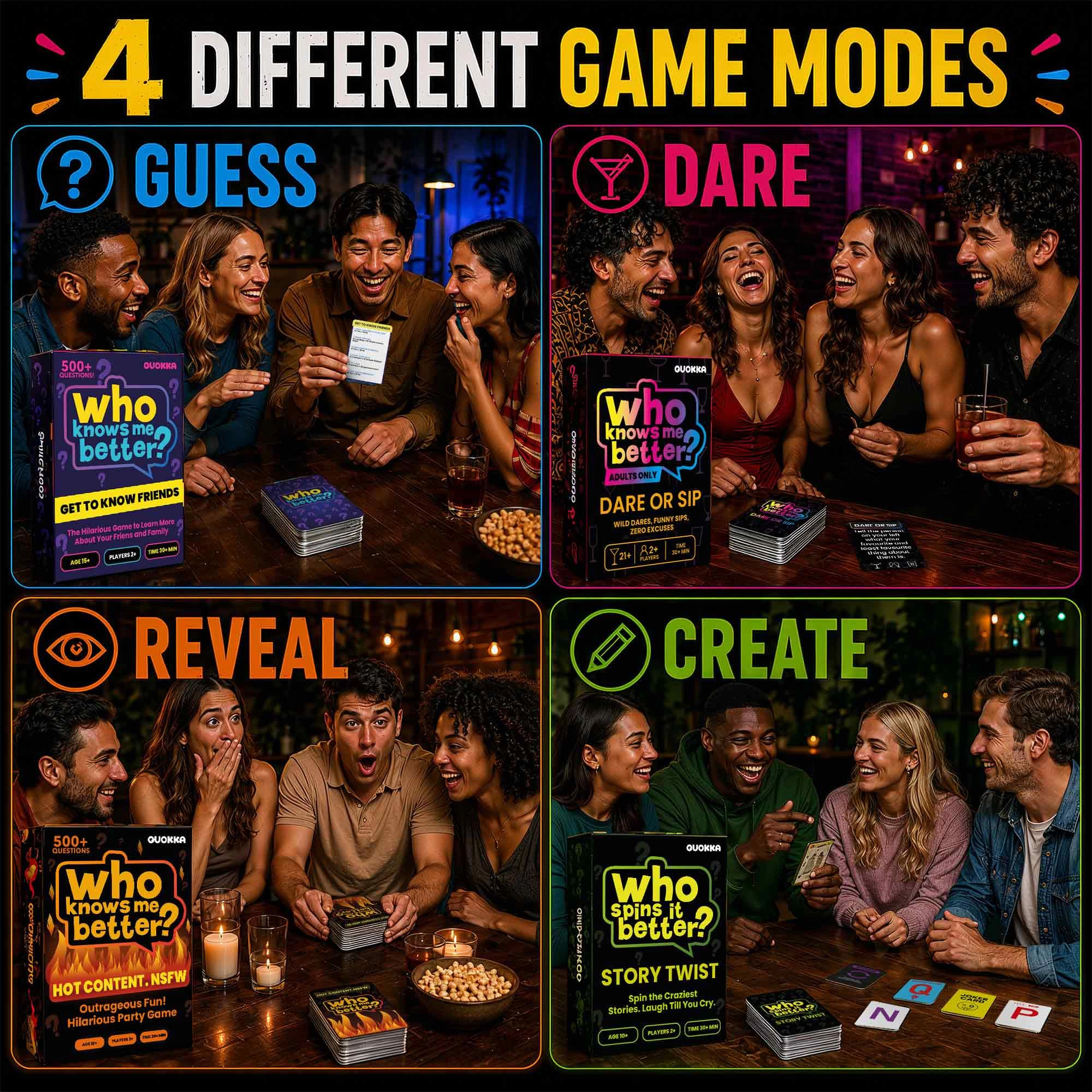 QUOKKA Who Knows Better? Trivia Card Games for Kids & Family