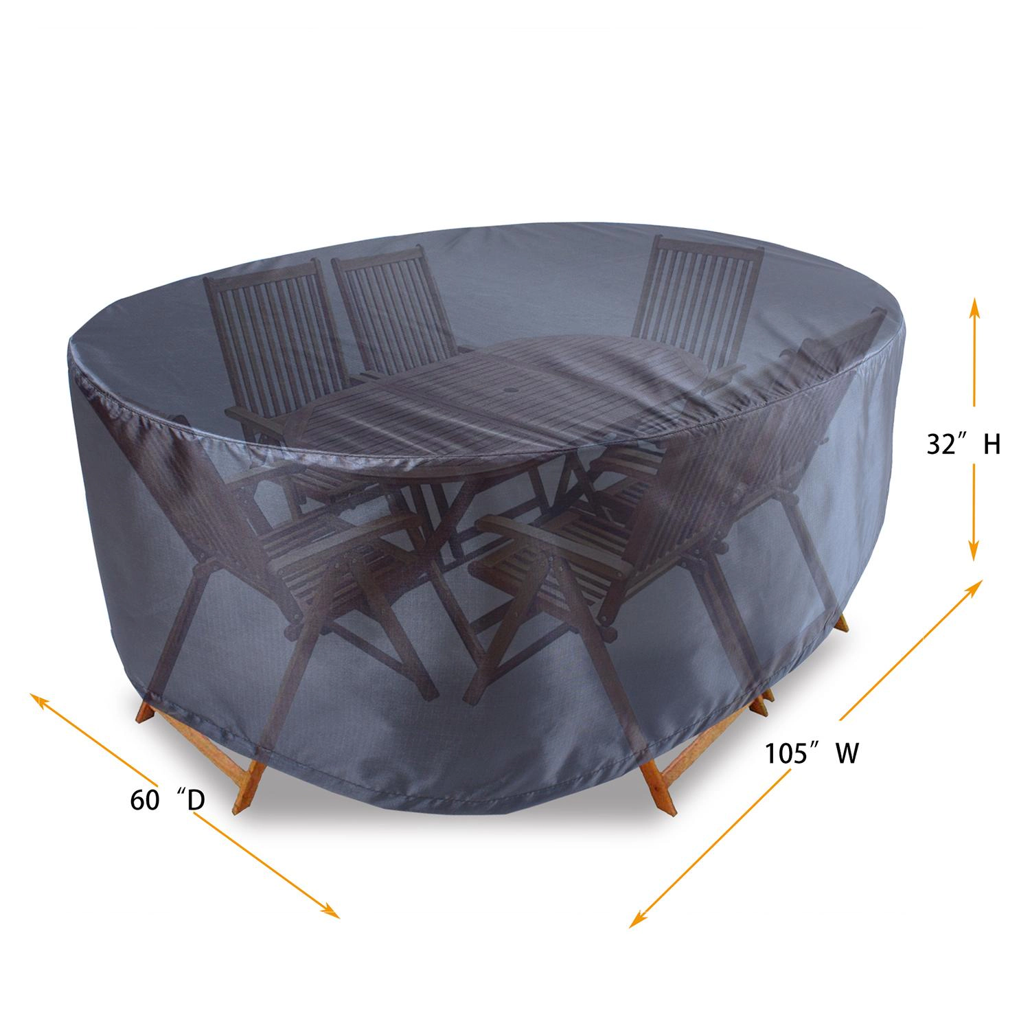Summerset Shield Small Rectangle Dining Table Chairs Cover Ultimate Protection Outdoor Furniture 105"x60"x32" Mercury