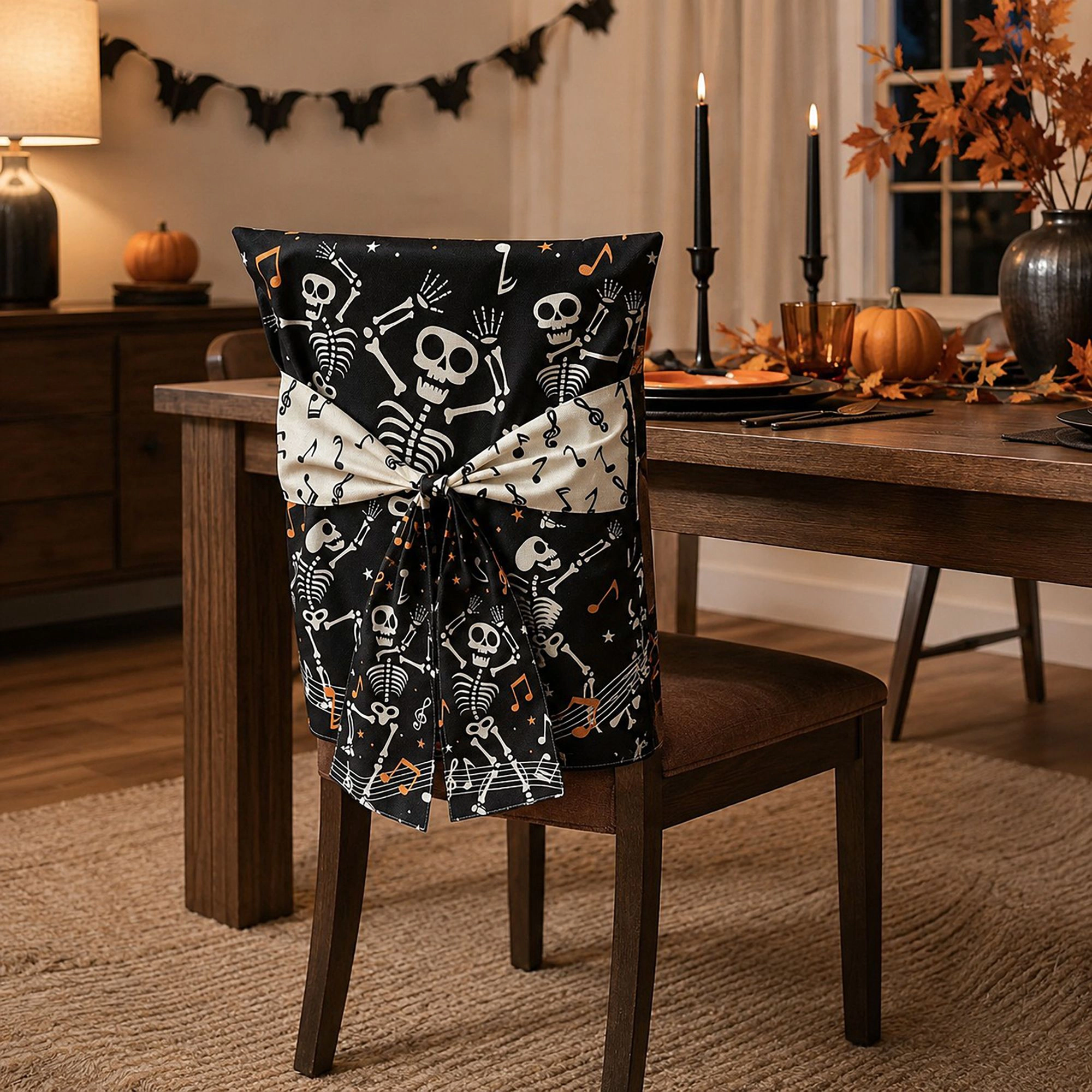 Alilang Halloween Decorative Bow Dining Chair Back Cover