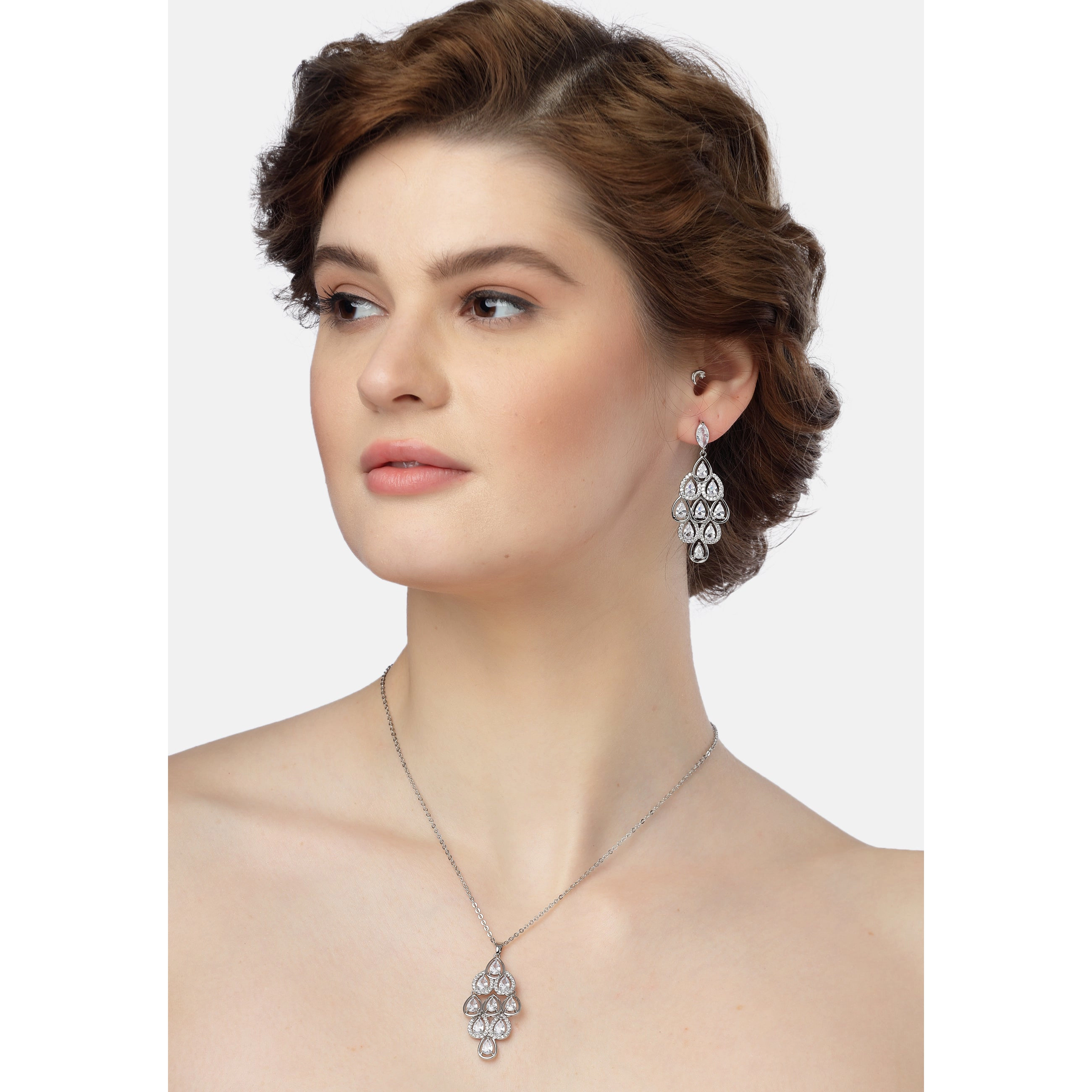 AGP PARIS Pearlescent Waterfall Womens Necklace and Earrings Set
