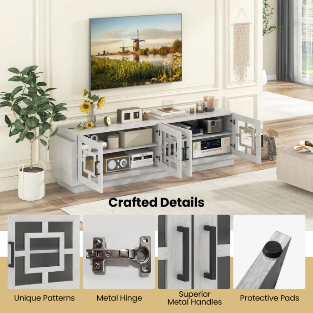 Hivvago 4-Door TV Stand for TVs up to 75 Inch Media Console Table with Adjustable Shelves