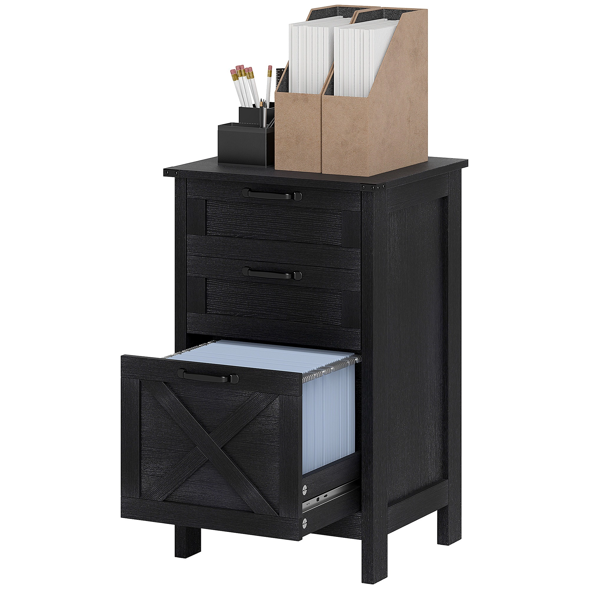 HONGGE Vertical File Cabinet with 2 Drawers Rustic Farmhouse Office Storage for A4 Letter