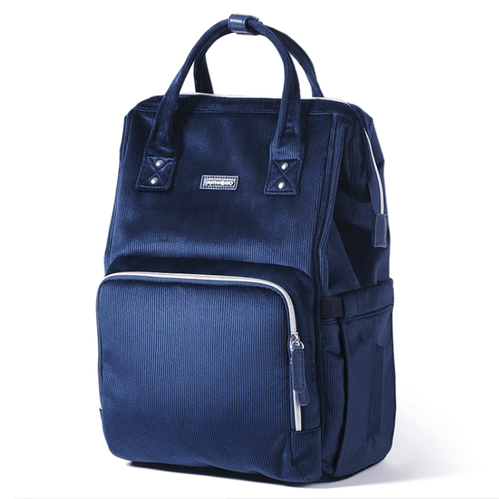 SUNVENO Corduroy Diaper Backpack with Portable Changing Pad