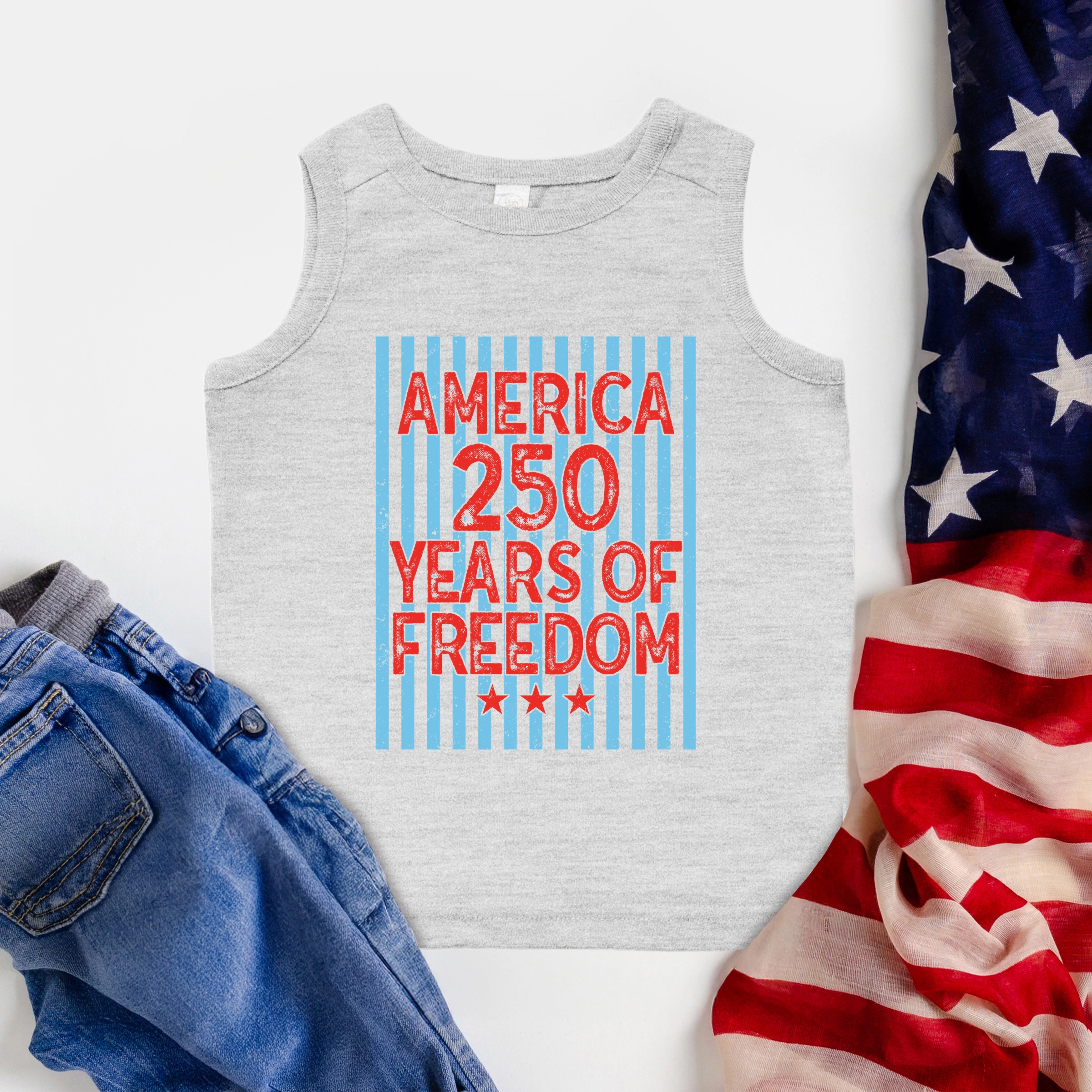 The Juniper Shop - 250 Years of Freedom Stripes Toddler Graphic Tank