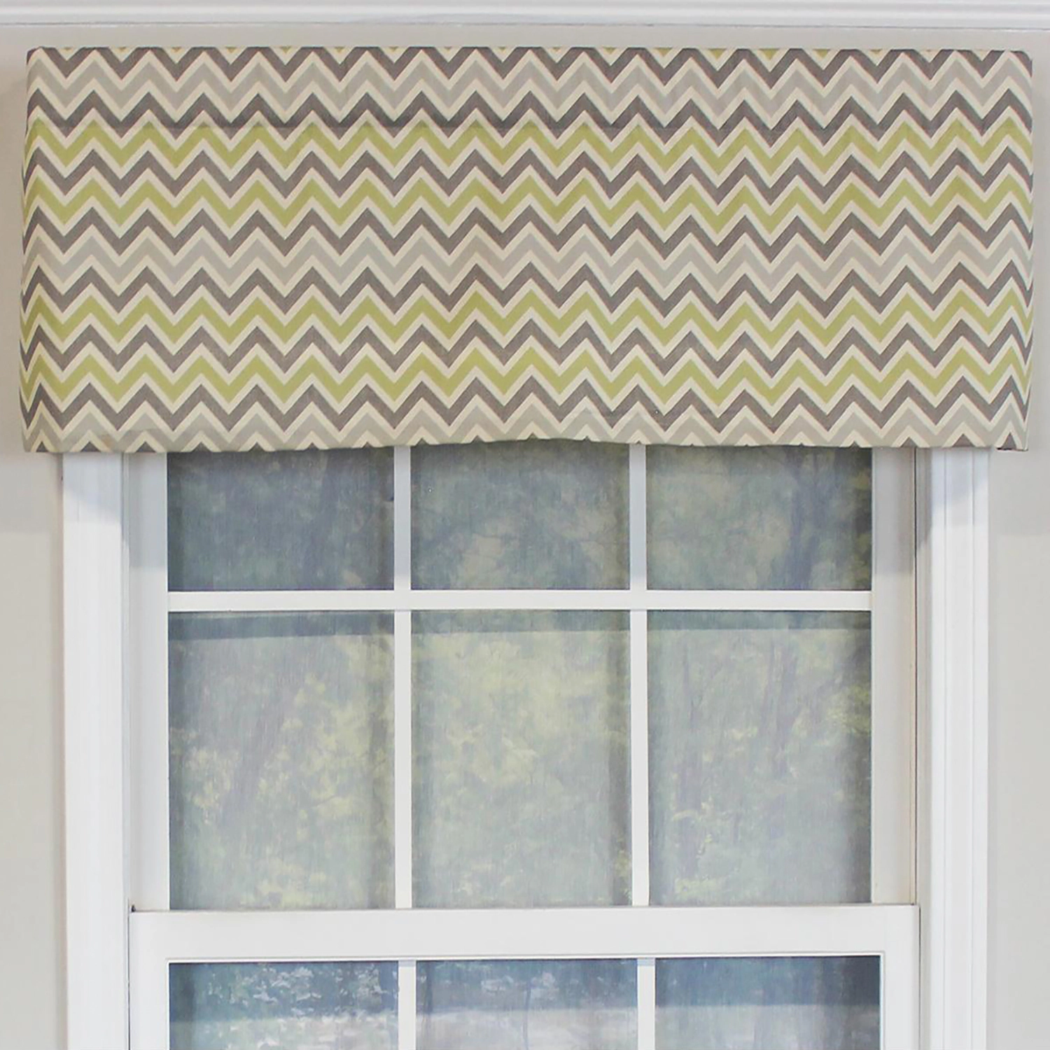 RLF Home See Saw Tailored 100% Cotton with Fully Lined 3" Rod Pocket Valnance for Windows 50" x 14" Fern Green