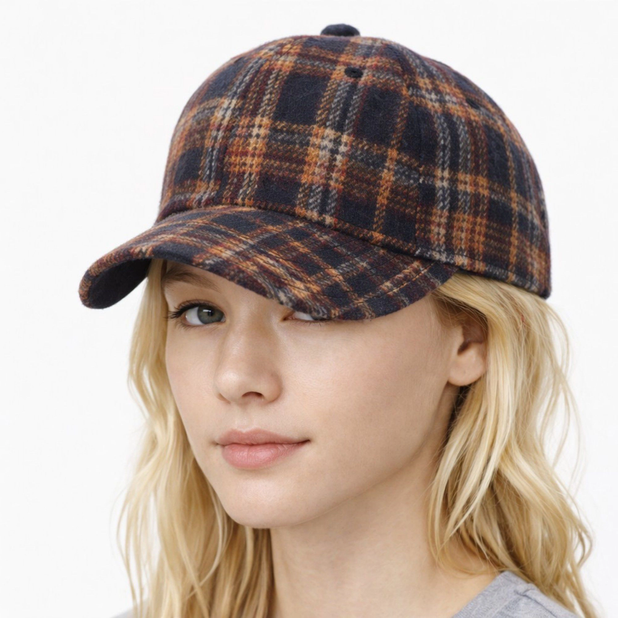 Anna-Kaci Women's Plaid Baseball Cap with Curved Brim Soft Structured Crown and Adjustable Back Strap