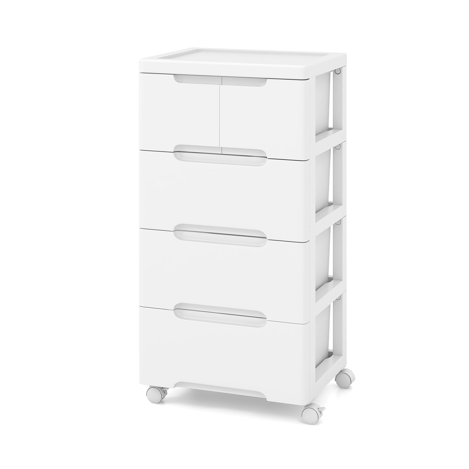 SUGIFT White Universal Wheels and Cabinet Top 5-Drawer Rolling Storage Cart