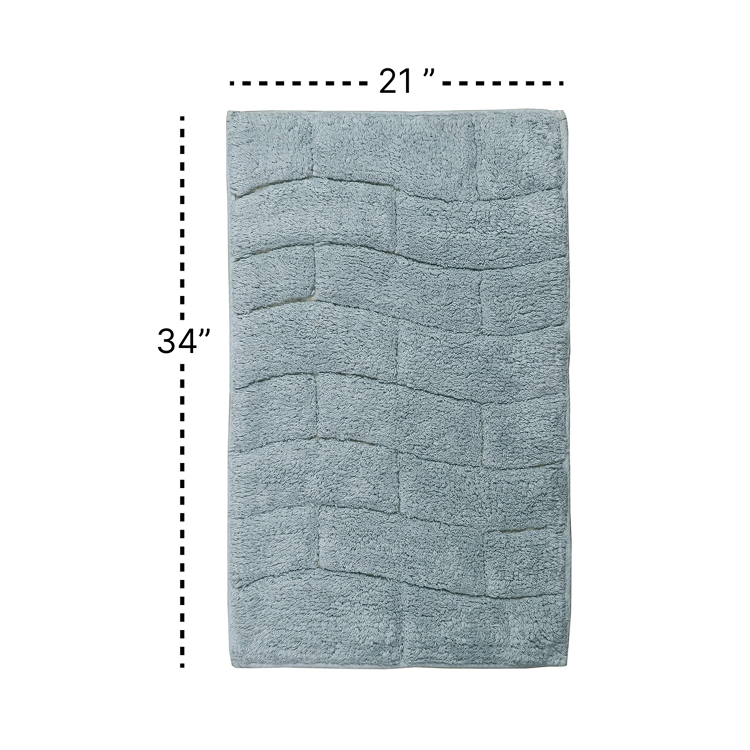 Knightsbridge Stylish And Comfortable All Season Traditional New Tile Design Cotton Bath Rug 21" X 34" Light Blue
