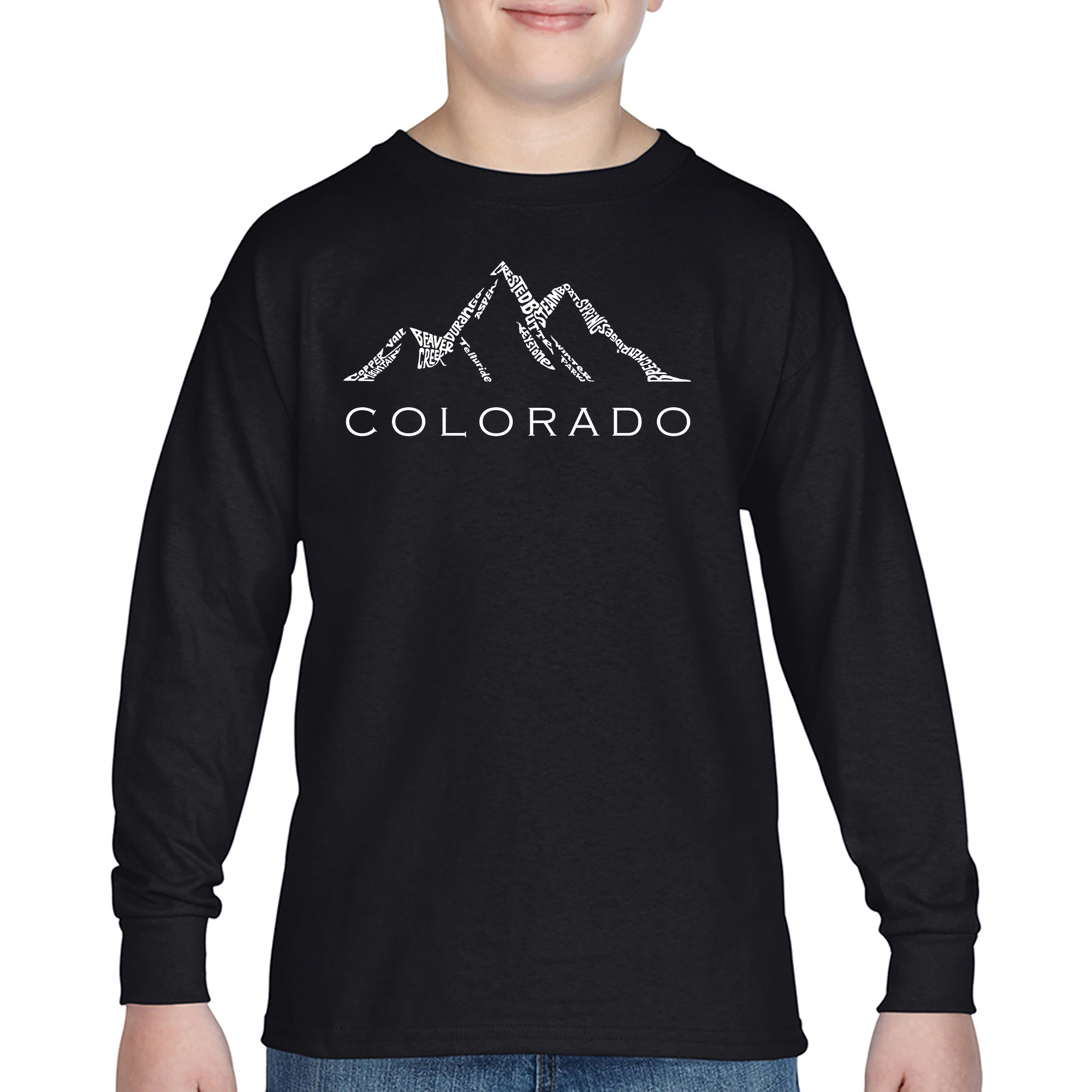 LA Pop Art Boys Long Sleeve T-Shirt -  Colorado Ski Towns