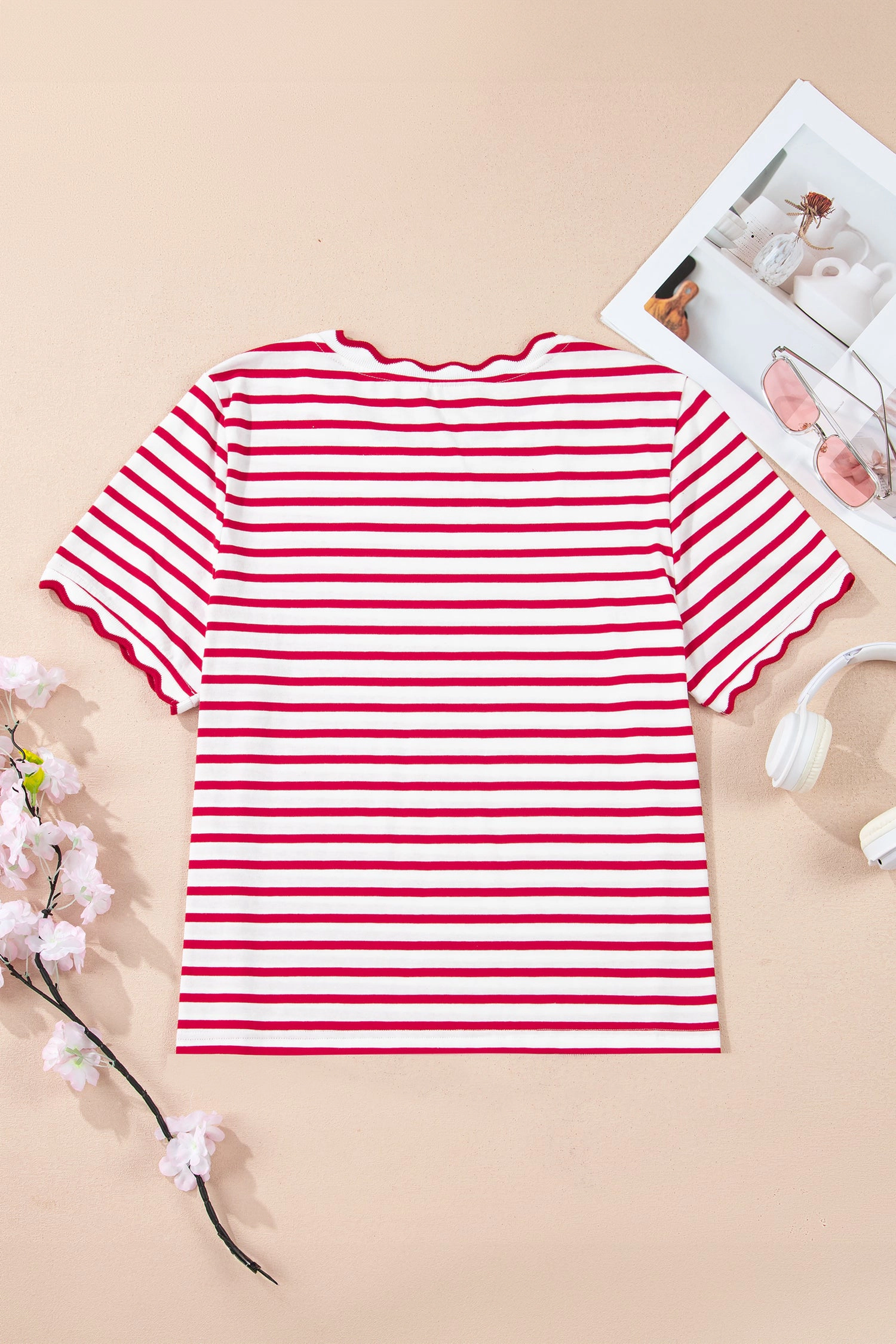 Threaded Pear Women's Royalty Scalloped Trim T Shirt
