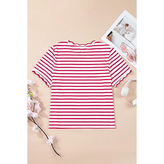 Threaded Pear Women's Royalty Scalloped Trim T Shirt