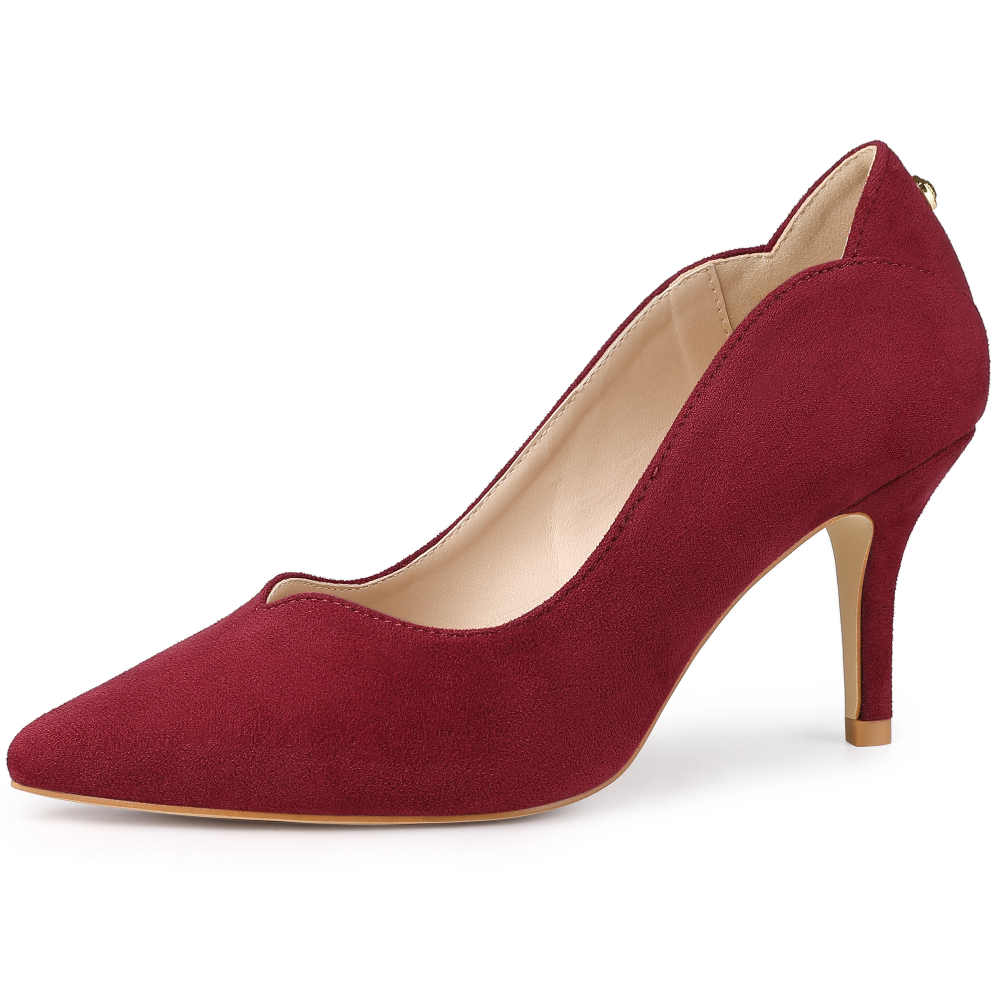 BLISSFUL STEP Women Faux Suede Pointed Toe Stiletto Heels Slip-on Pumps